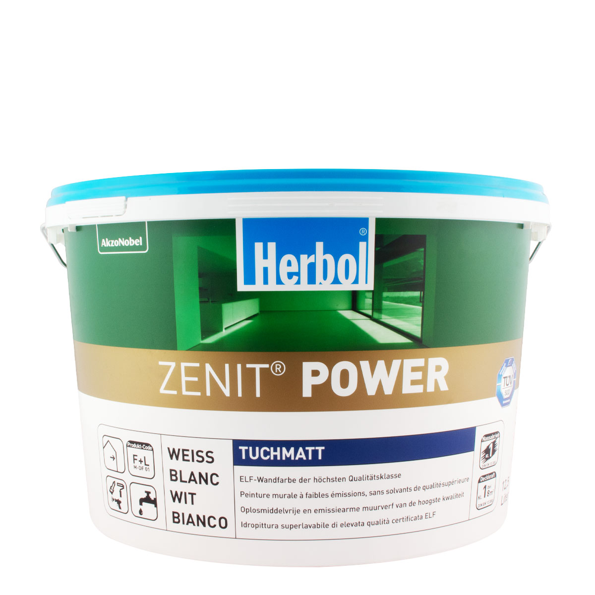 Herbol Zenit Power Tuchmatt 12,5L, weiß, Hochdeckende Innenfarbe