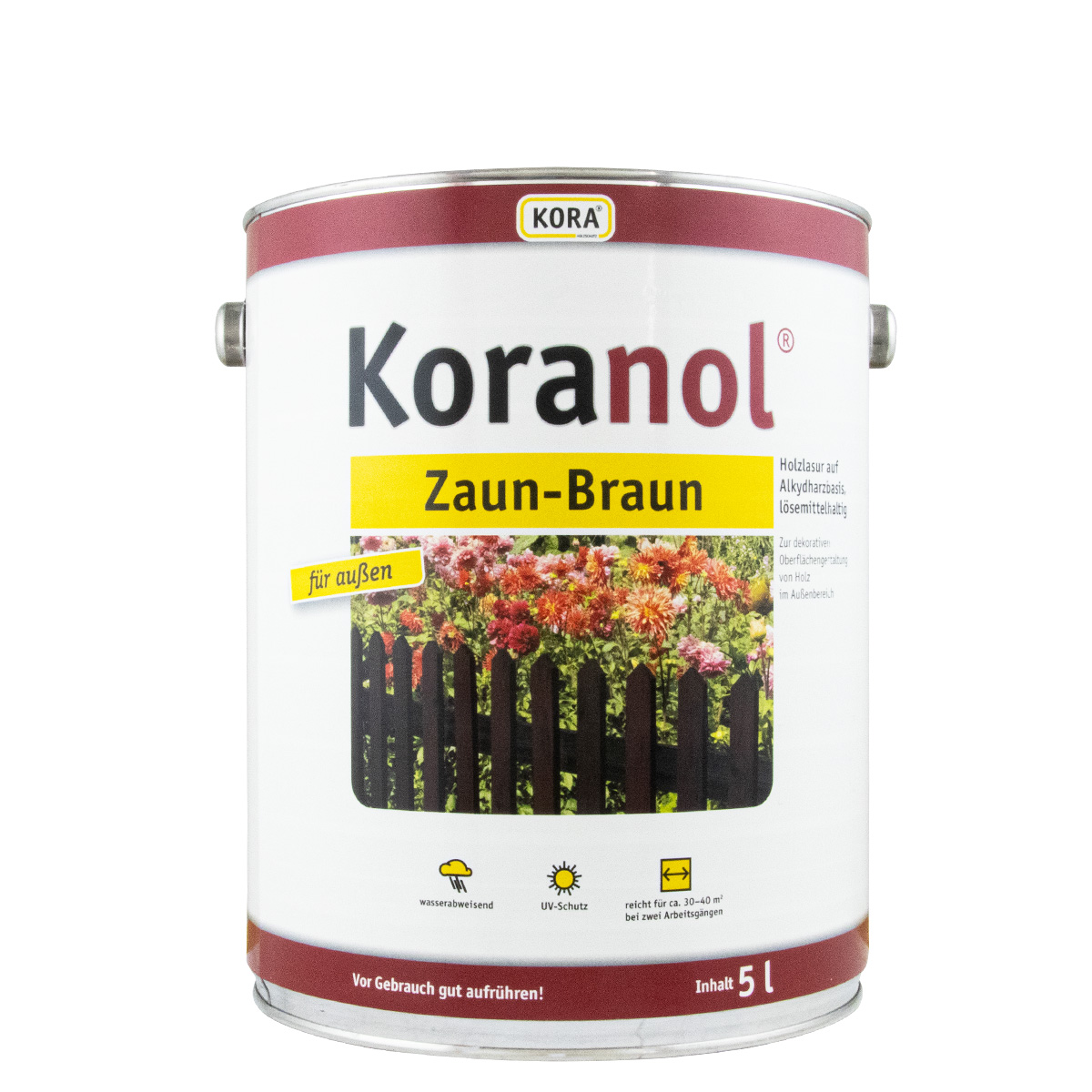 Koralan Zaun Braun 5L, Holzschutzlasur, Holzlasur