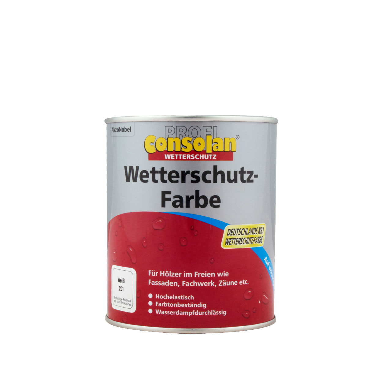 Consolan Profi Wetterschutz-Farbe 750ml weiss, deckende Holzfarbe, Holzschutzfarbe