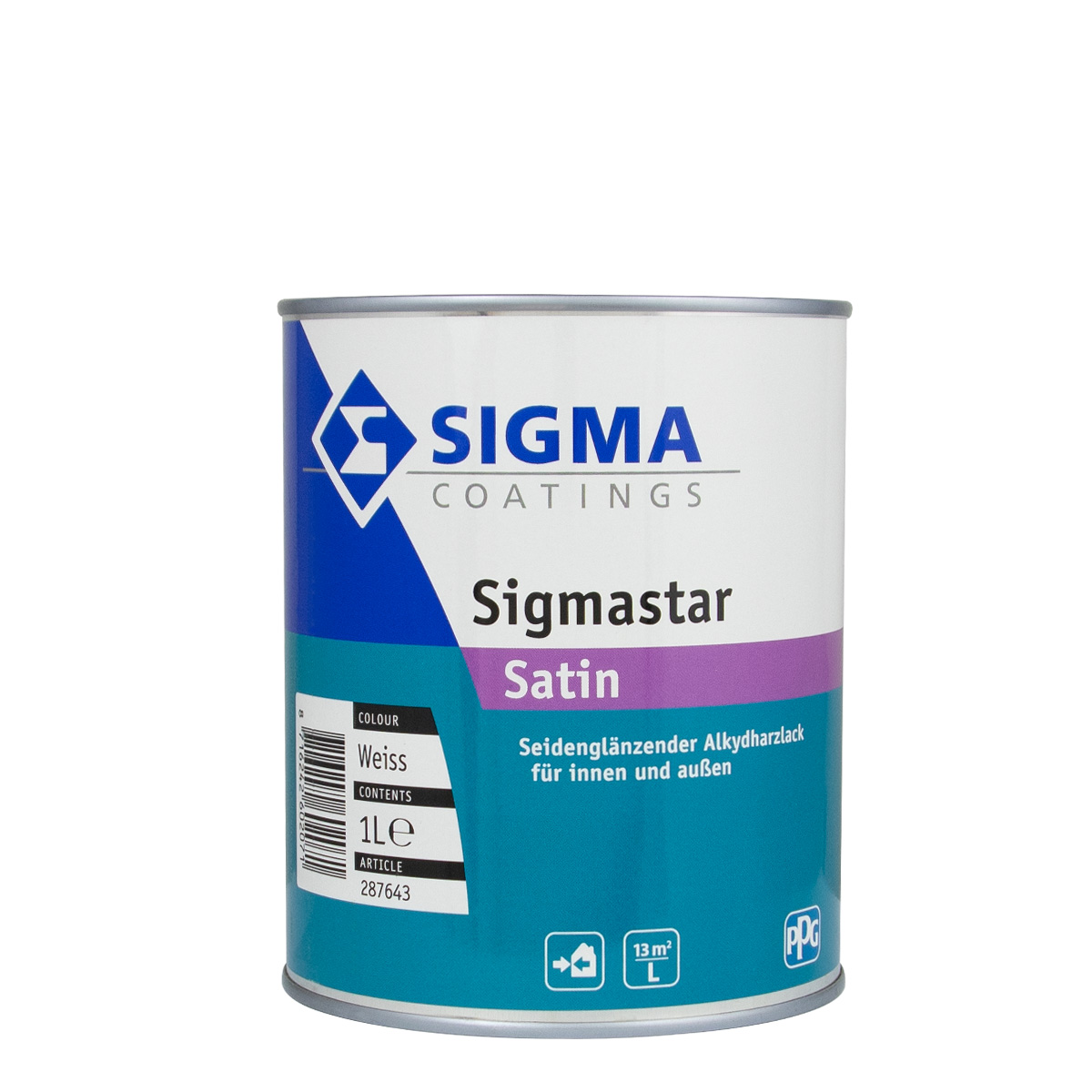 Sigma Sigmastar Satin weiss 1L, seidenglänzender Alkydharzlack