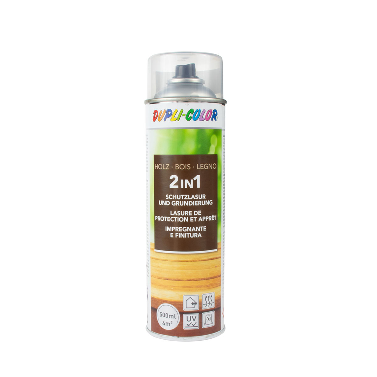 Dupli-Color 2in1 Holzschutzlasur Spray 500ml Nussbaum dunkel 391507
