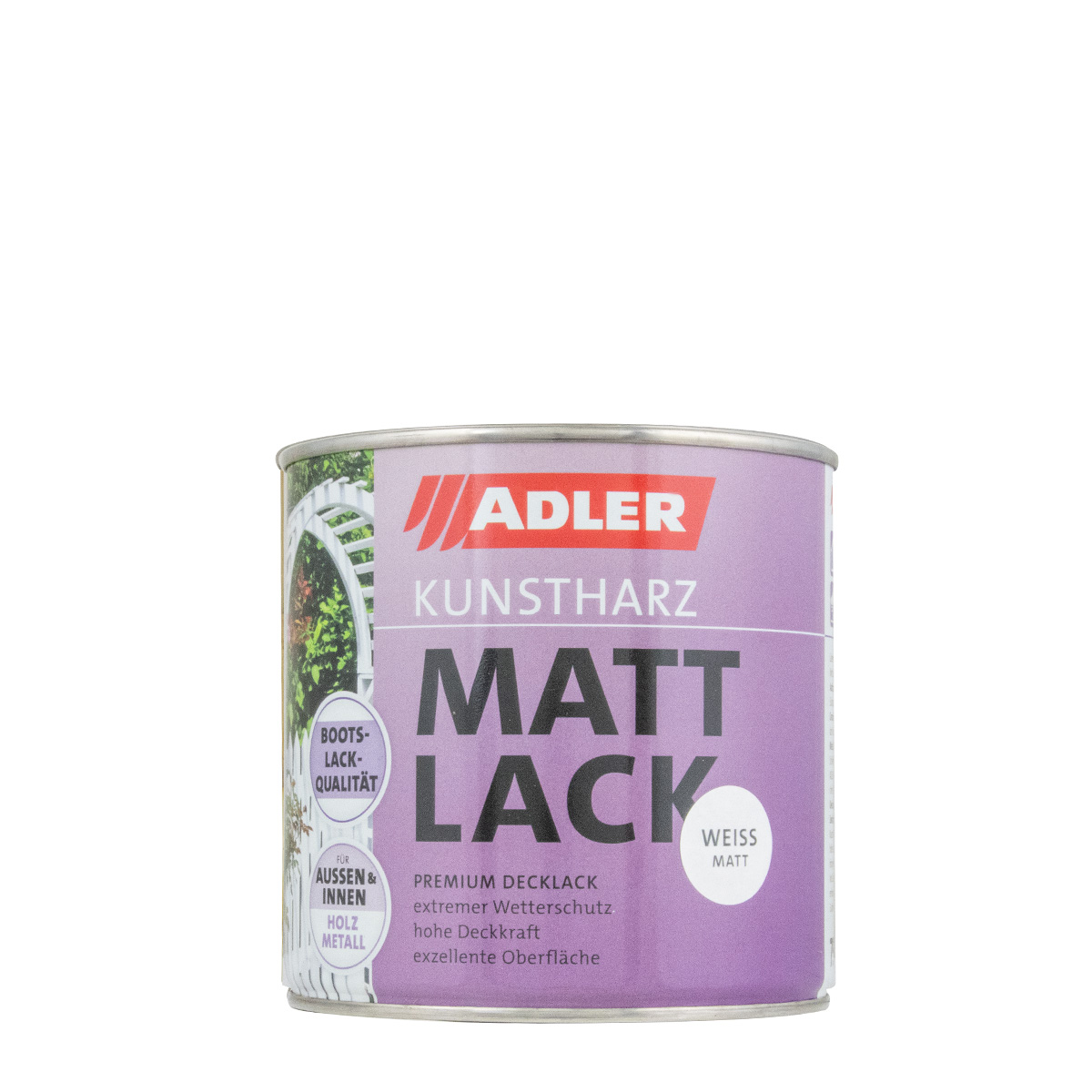 Adler Kunstharz Mattlack 750ml weiß, Kunstharzlack, Buntlack, Bootslack