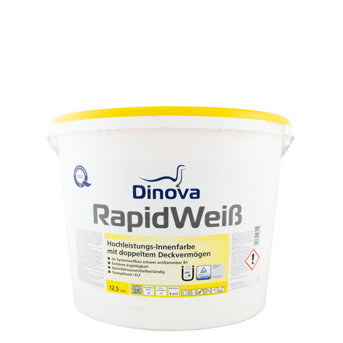 Dinova Rapidweiß 12,5L weiss, Hochleistungs Wandfarbe, Dispersionsfarbe
