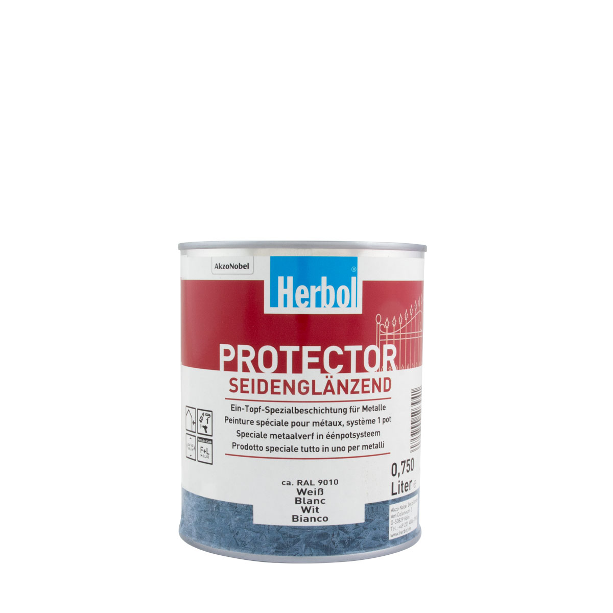 Herbol Protector weiss 750ml, seidenglänzend ca. RAL 9010; Metallschutzlack