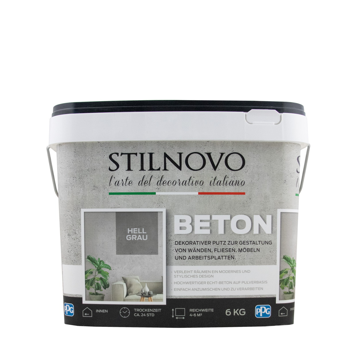 Stilnovo Beton 6kg Hellgrau, Dekorative Spachtelmasse, Betonoptik