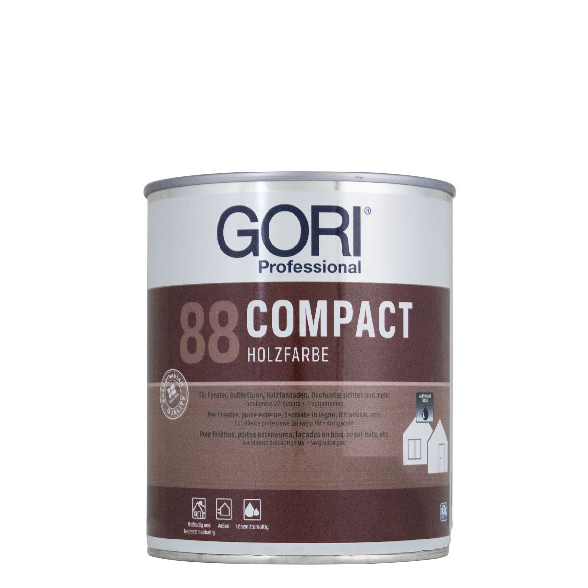 Gori 88 Compact Holzfarbe 750ml polarweiss, deckende Wetterschutzfarbe