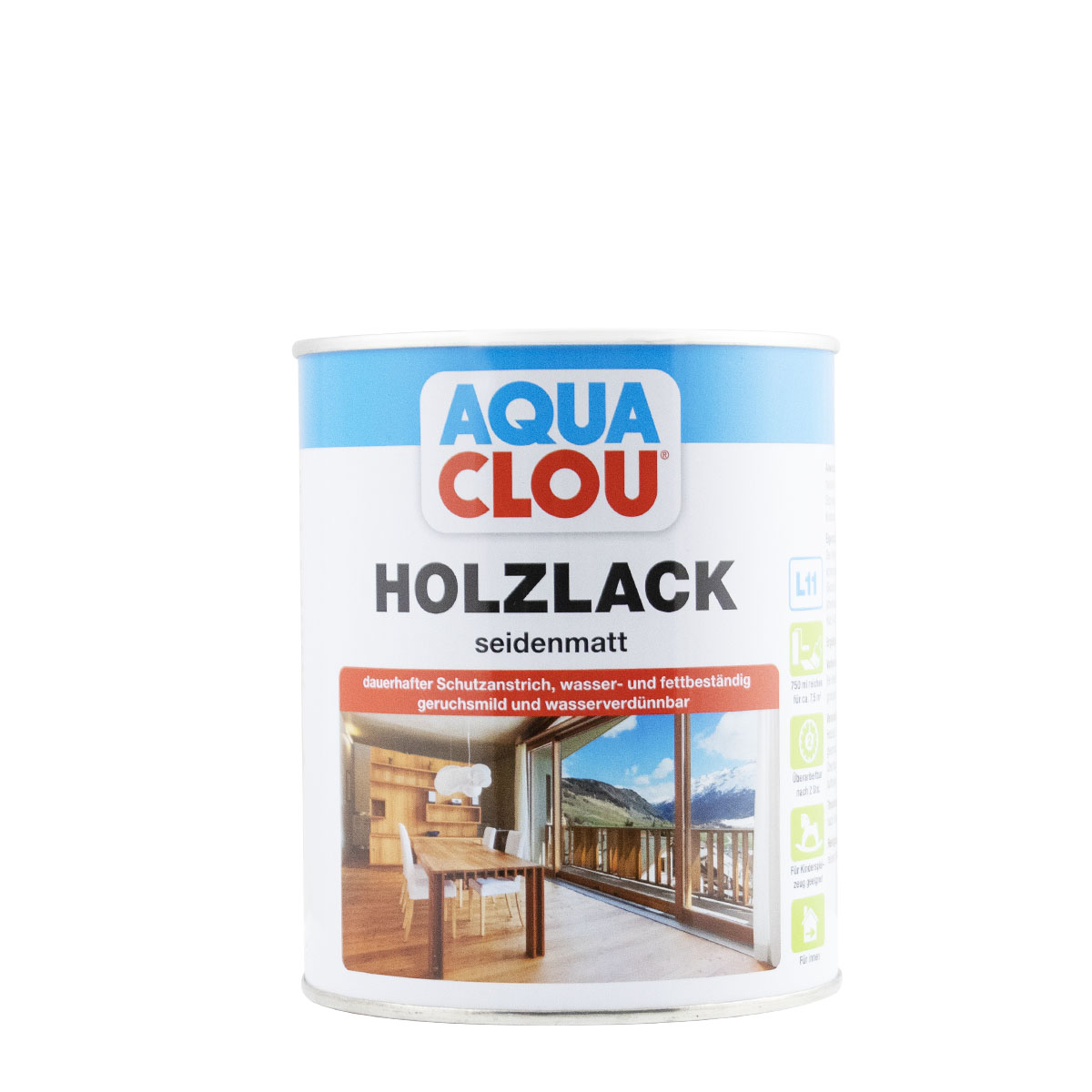 Clou Holzlack Aqua L11 750ml, seidenmatt