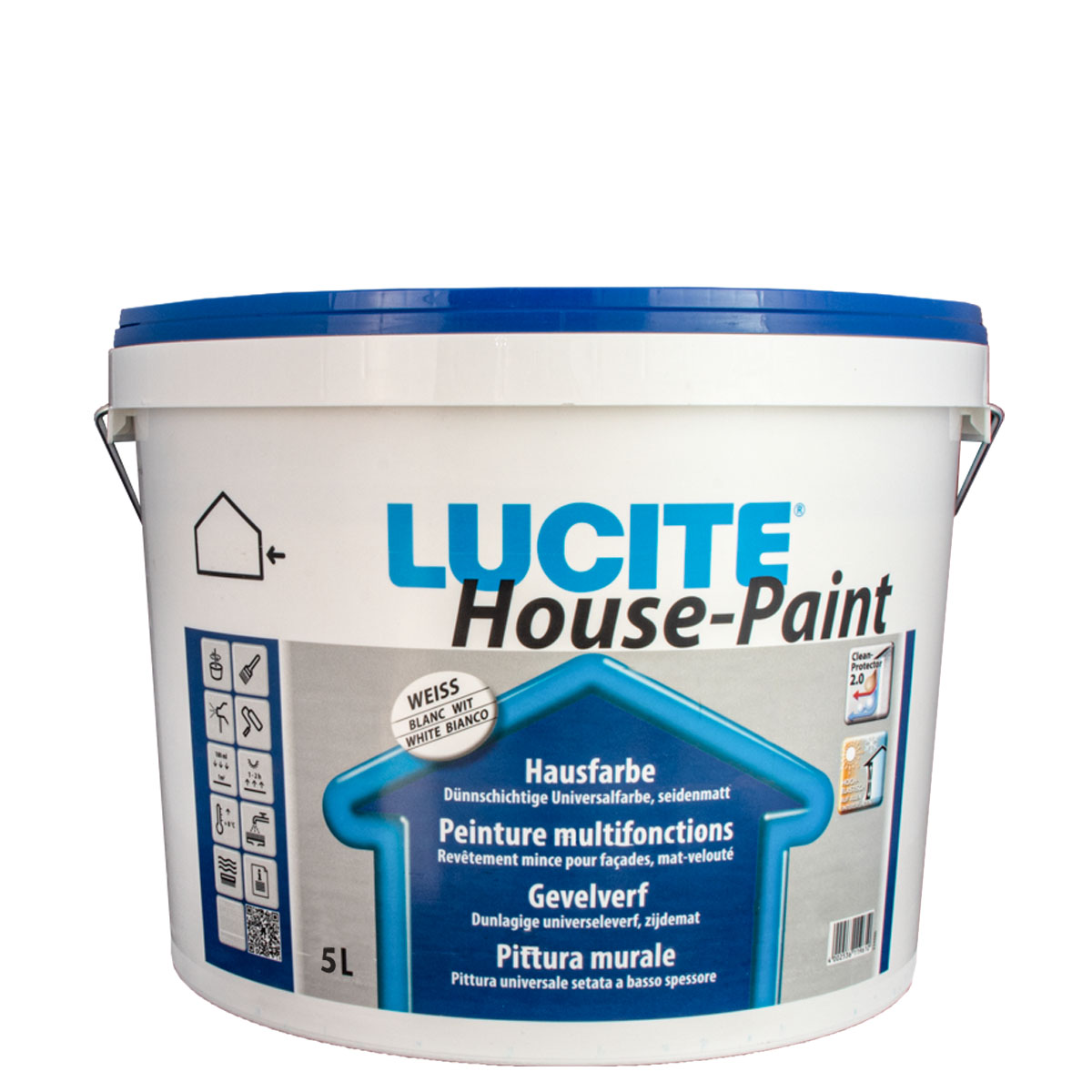 Lucite House Paint 5L weiss 1000T ,Hausfarbe, Fassadenfarbe