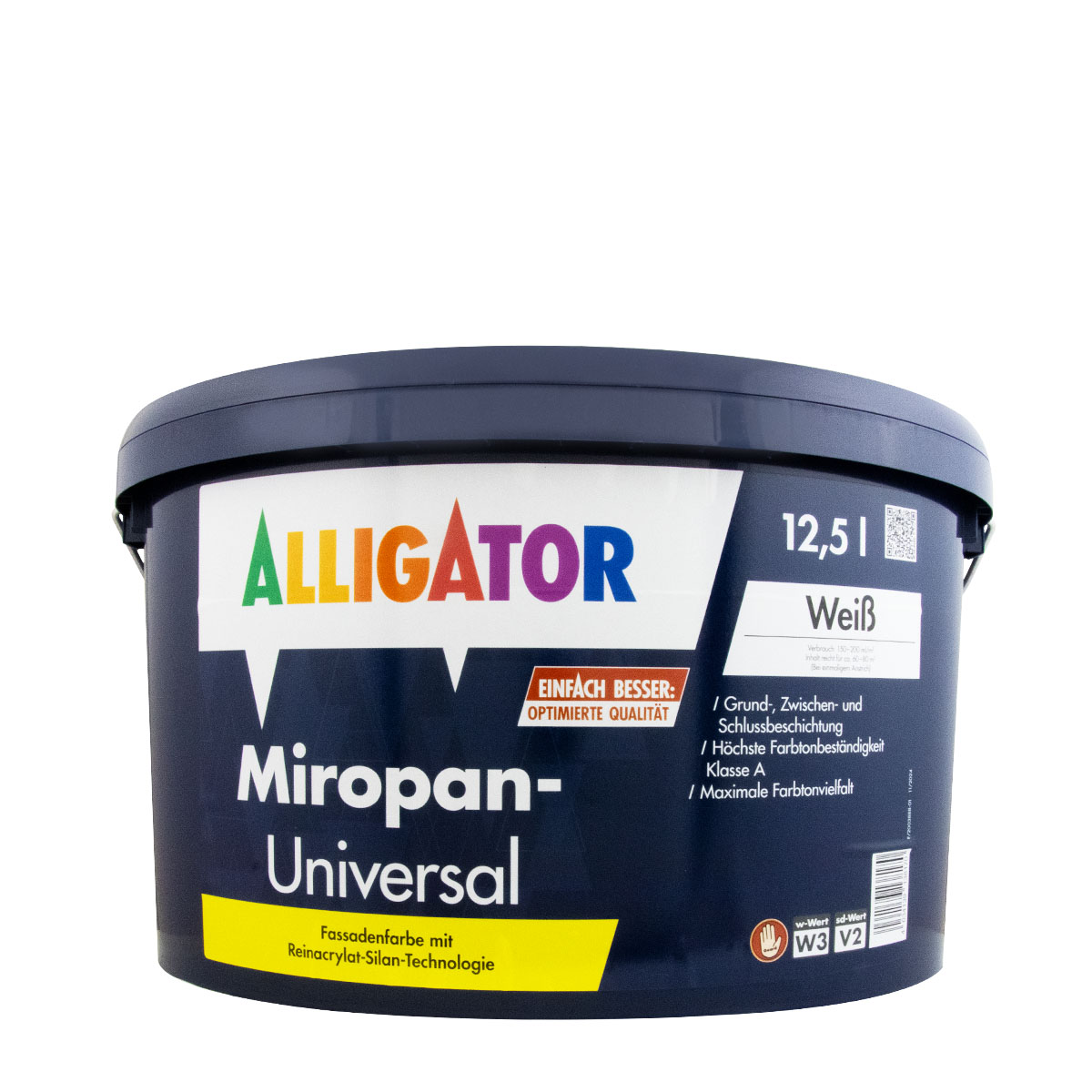 Alligator Miropan Universal 12,5L weiß, Reinacrylat-Silan-Technologie, Fassadenfarbe