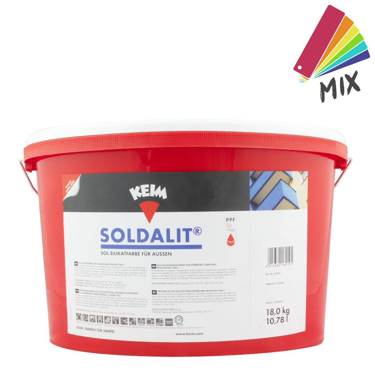 Keim Soldalit 18kg wunschfarbton PG 1, Silikat Fassadenfarbe, Sol Silikatfarbe