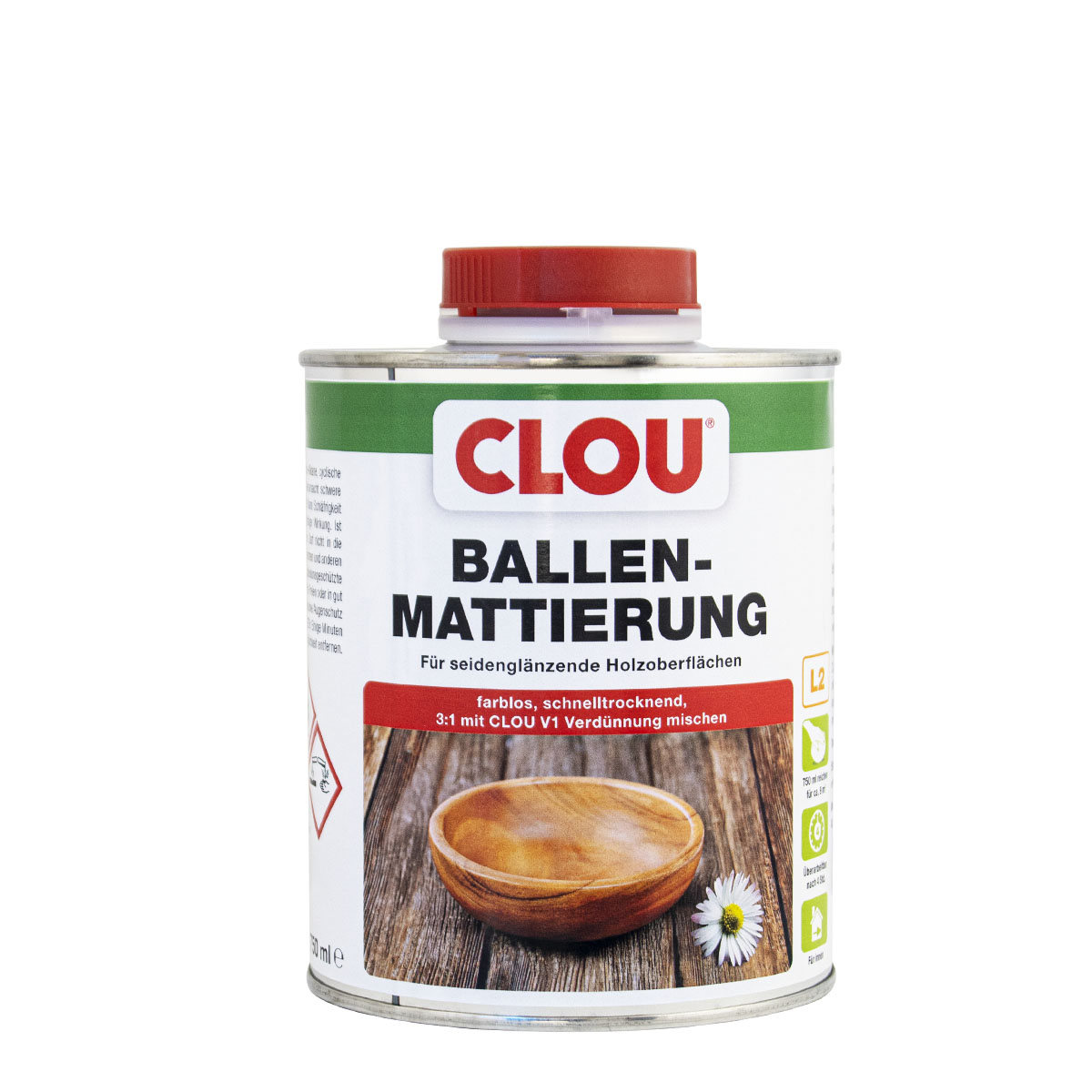 Clou L2 Ballen-Mattierung 750ml farblos, für seidenglänzende Holzoberflächen