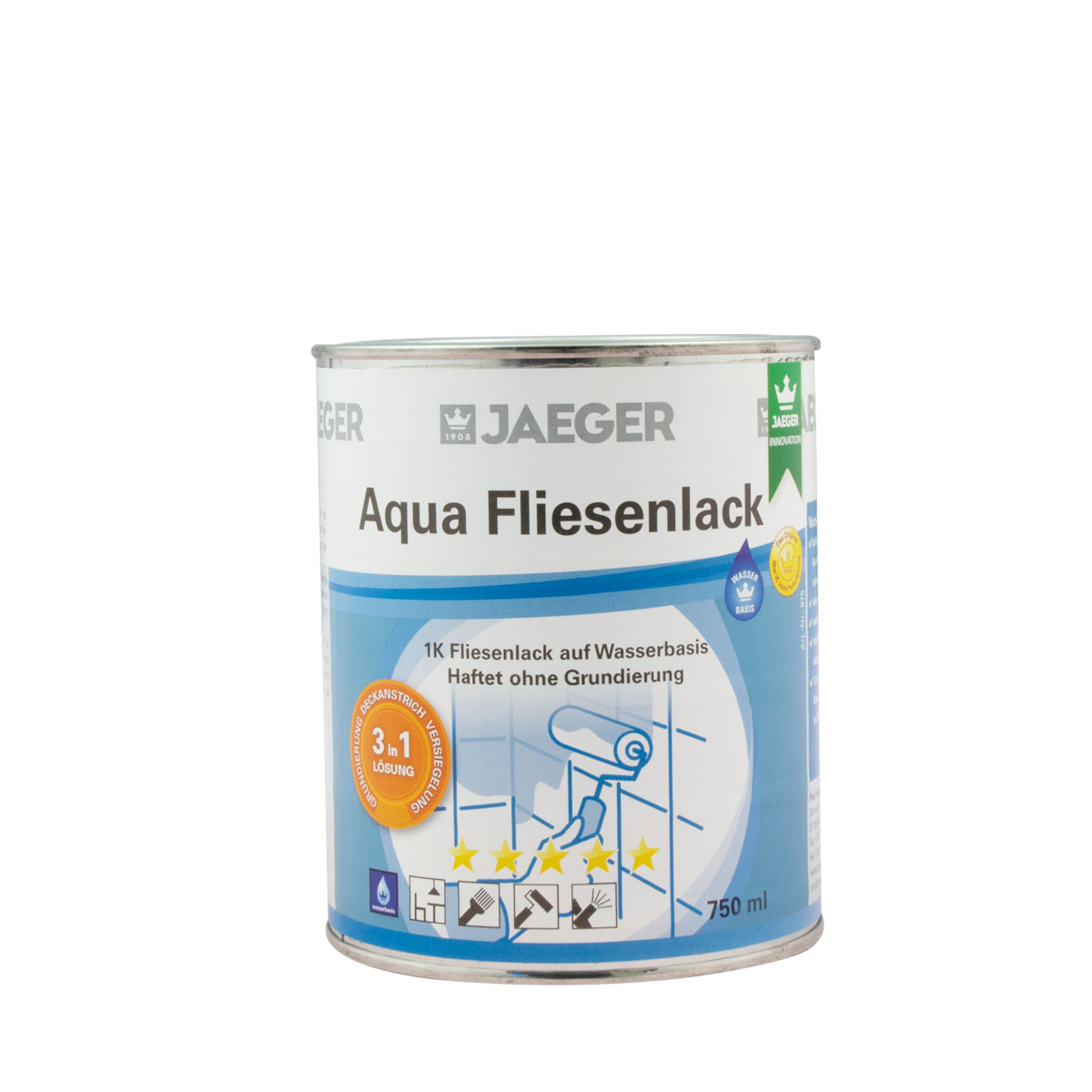 Jaeger Aqua Fliesenlack 875 perla(mittelgrau) 750ml, 3 in 1 System