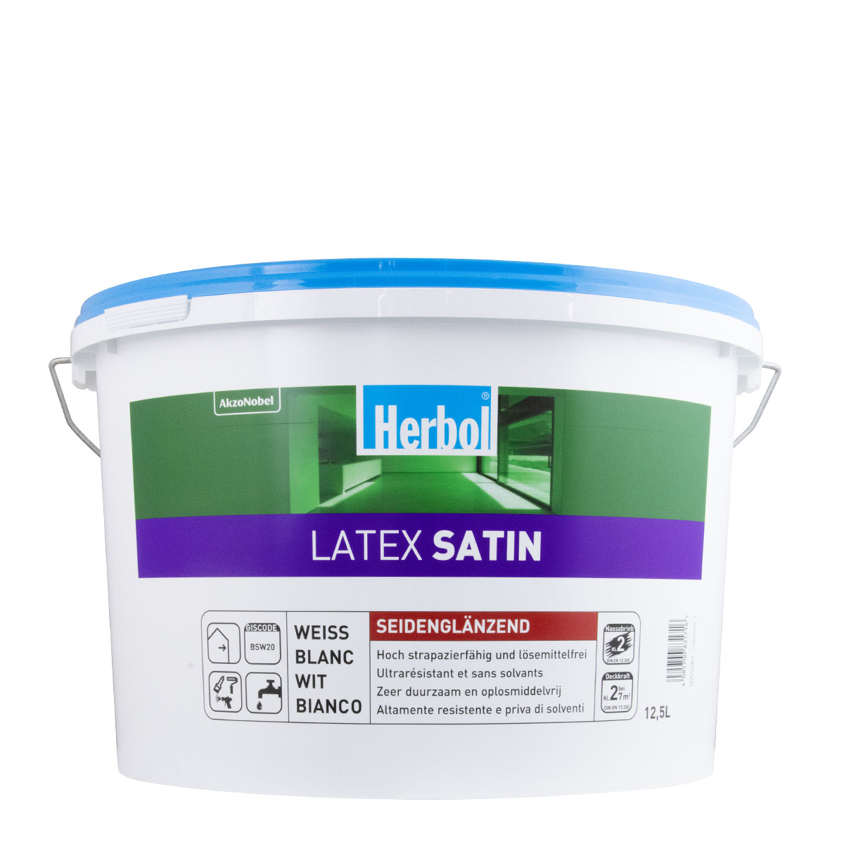 Herbol Latex Satin 12,5L weiß, Latexfarbe, Wandfarbe, Seidenlatex