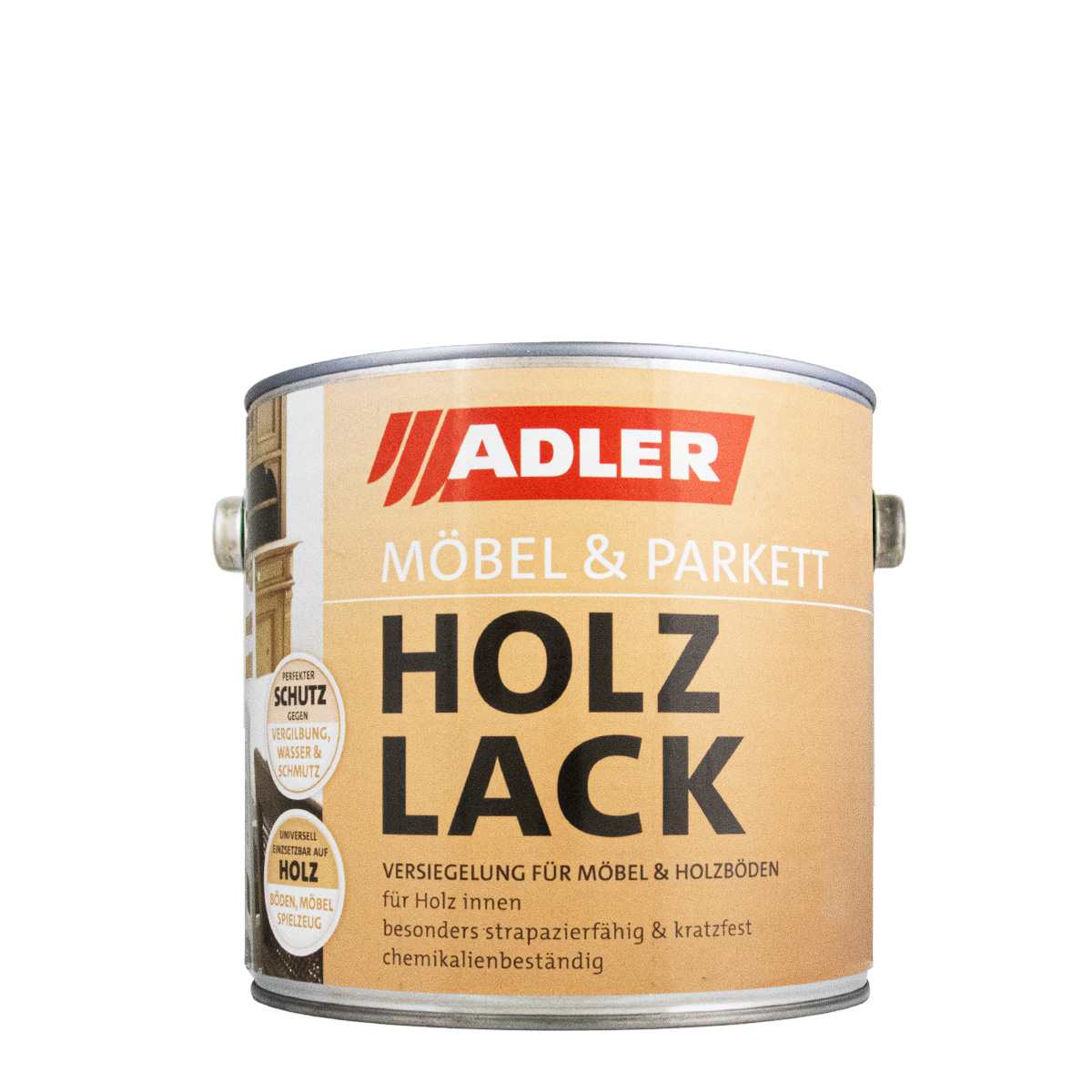 Adler Möbel- und Parkett Holzlack 2,5L halbmatt, Treppenlack, Klarlack, Möbellack