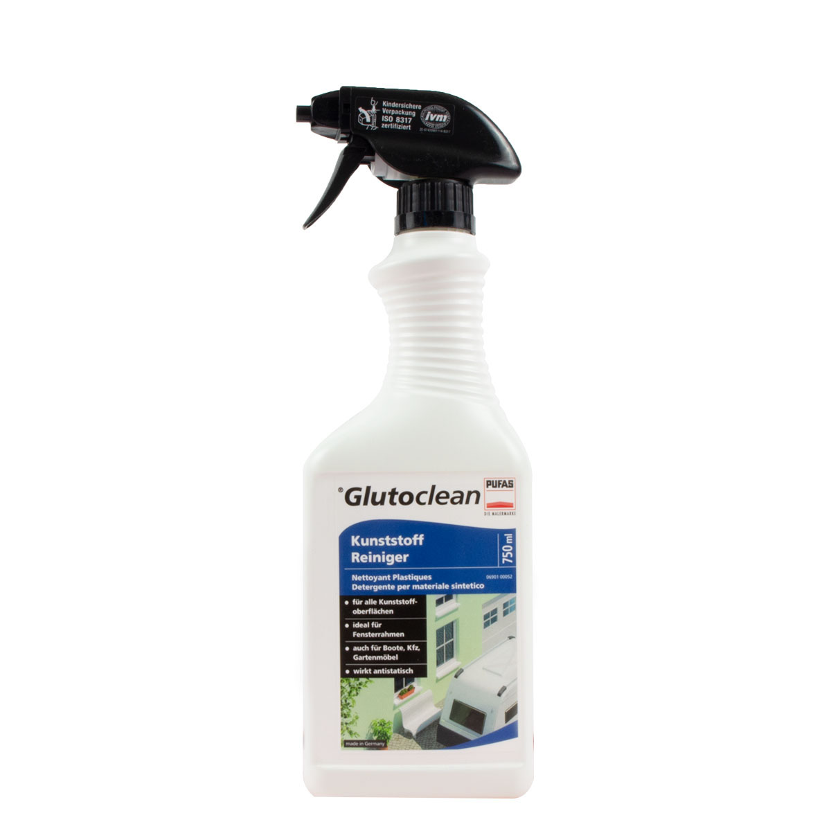 Glutoclean Kunststoffreiniger 750ml, Kunststoff-Fensterreiniger, Reinigungsmittel für Kunststoff
