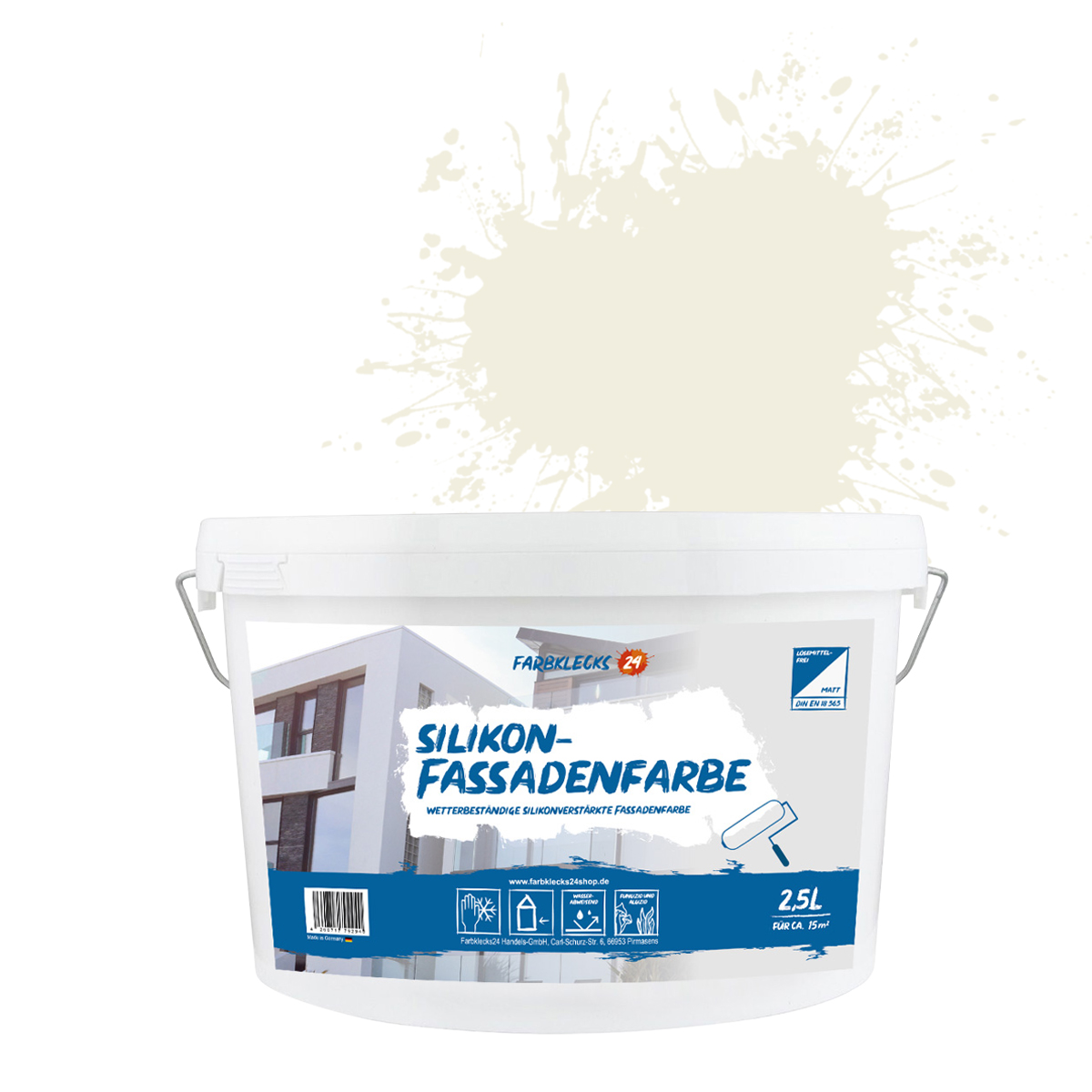Farbklecks24 Silikon-Fassadenfarbe Color 2,5L Beige 1-0 wetterbeständig schmutzabweisend