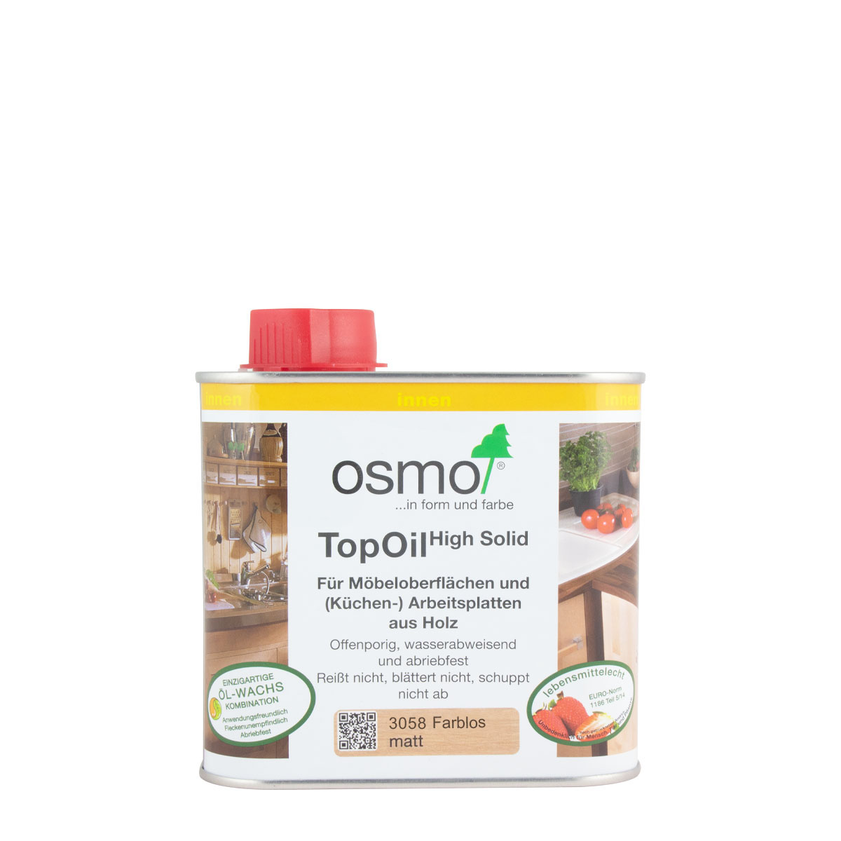 Osmo TopOil High Solid 3058 farblos matt 500ml farblos, Arbeitsplattenöl, Holzöl, Holzpflegeöl