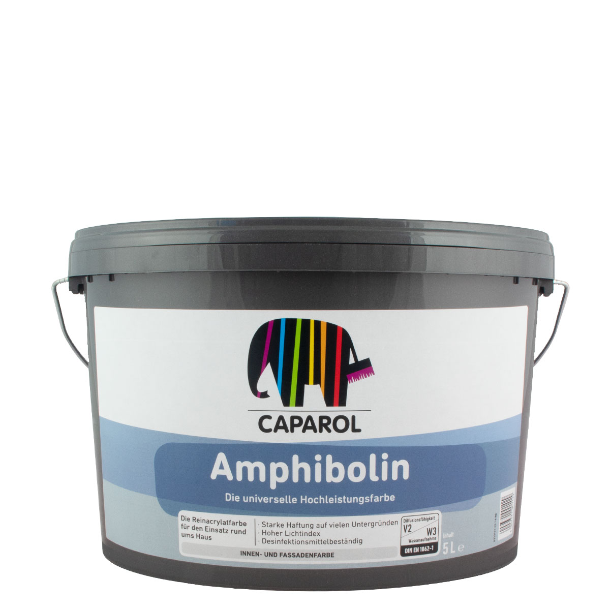 Caparol Amphibolin 5L weiß, sehr gut deckende Wandfarbe, Fassadenfarbe, Innenfarbe
