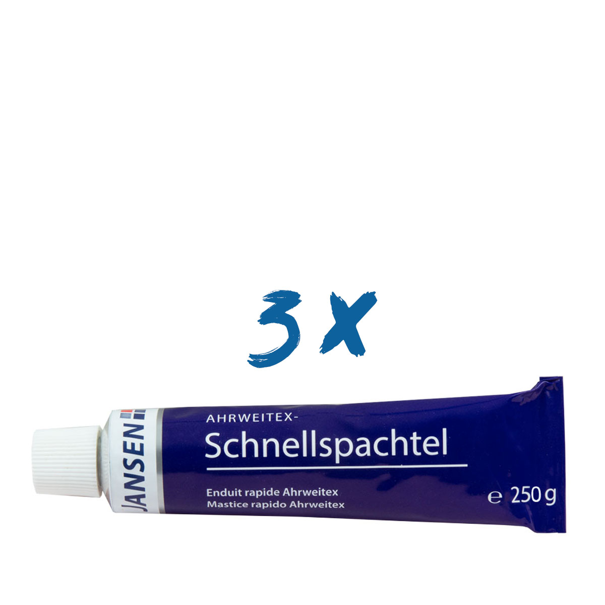 3x Jansen Ahrweitex-Schnellspachtel 250g Tube, Malerspachtel