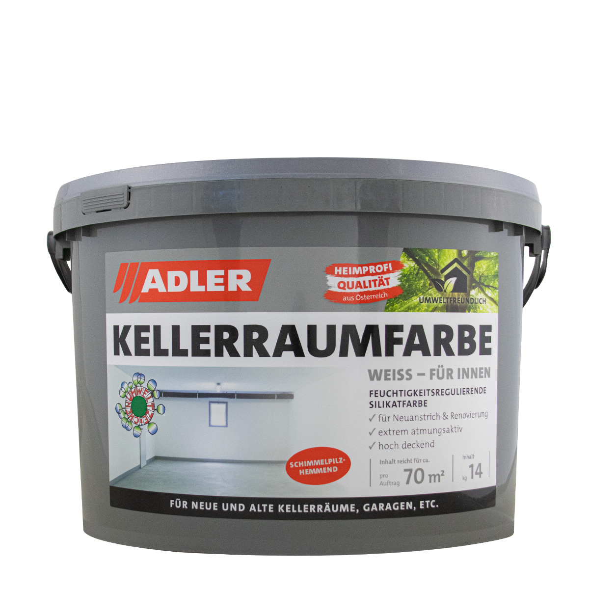 Adler Kellerraumfarbe 14kg weiß, Silikatfarbe