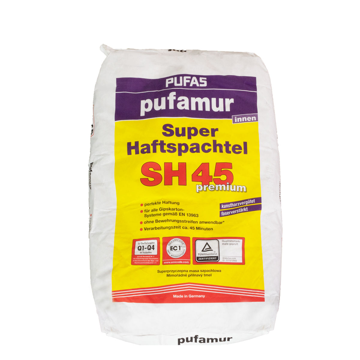 Pufas pufamur Super-Haftspachtel SH45 premium 25kg, Spachtelmasse, Gipsspachtel, Wandspachtel