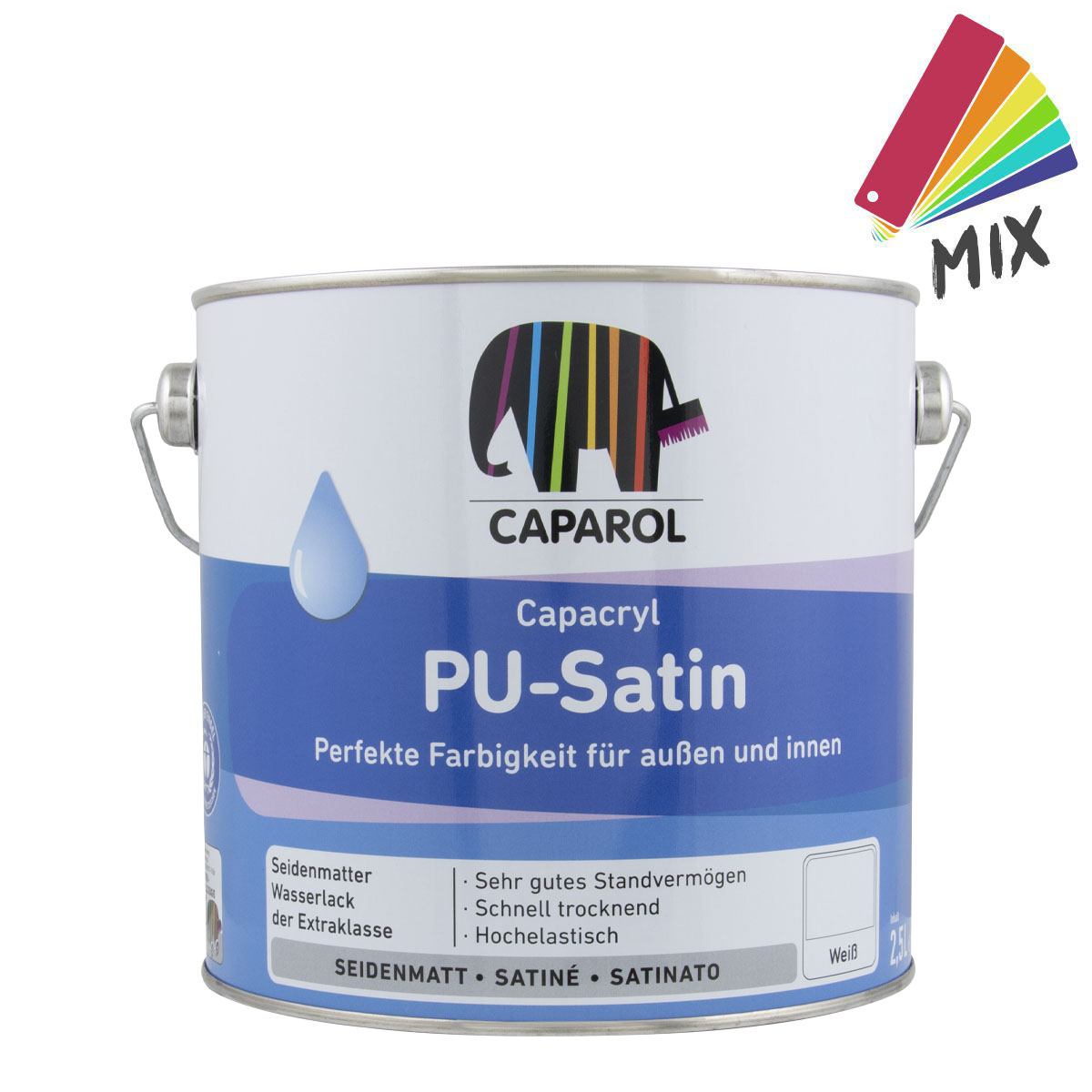 Caparol Capacryl PU-Satin 2,5L wunschfarbton PG B, seidenmatt