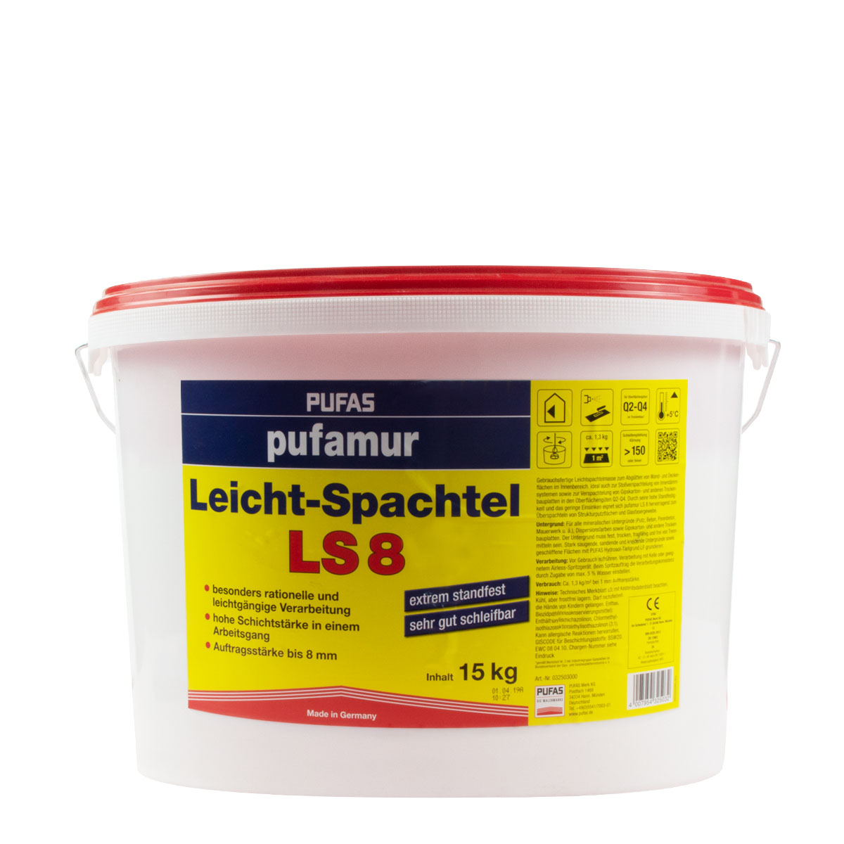 Pufas pufamur Leichtspachtel LS8 15kg, Spachtelmasse, Kunstharzspachtel, Wandspachtel