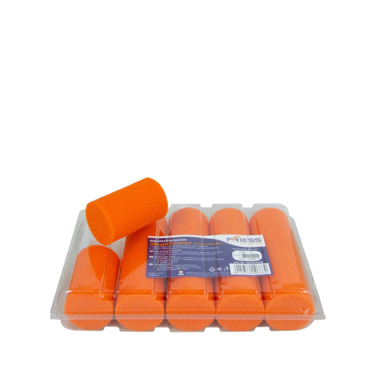 10x Friess MagicCrater Lackierwalze #F561500908, 5,4cm, Schaumwalze, Kleinflächenwalze