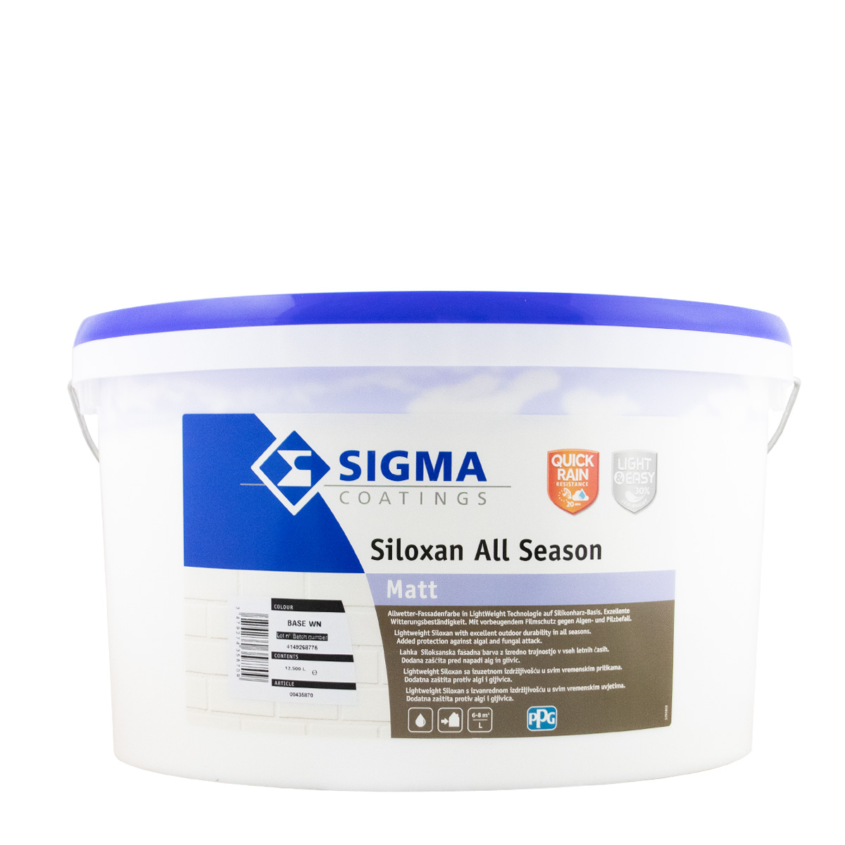 Sigma Siloxan All Season Matt Fassadenfarbe 12,5L weiss Silikonharzfassadenfarbe