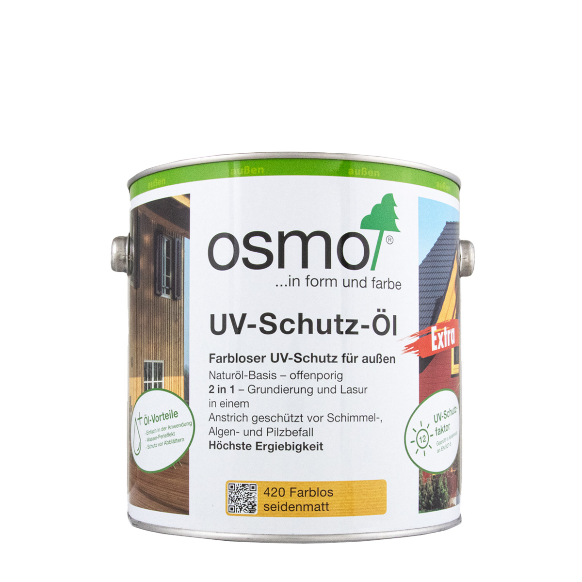 Osmo UV-Schutz-Öl 420 extra farblos seidenmatt 2,5L Holzschutzlasur, Holzlasur außen