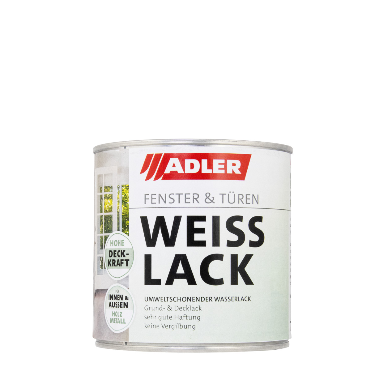 Adler Vivido Fenster- und Türenlack- Weißlack 750ml glänzend, Acryllack, 2in1 Lack für Innen und Außen