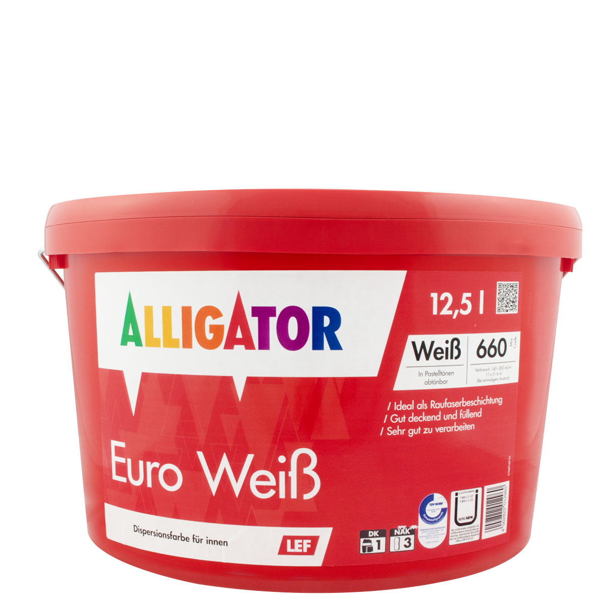 Alligator Euro Weiß LEF 12,5L weiss, Wandfarbe, Dispersionsfarbe, stumpfmatt