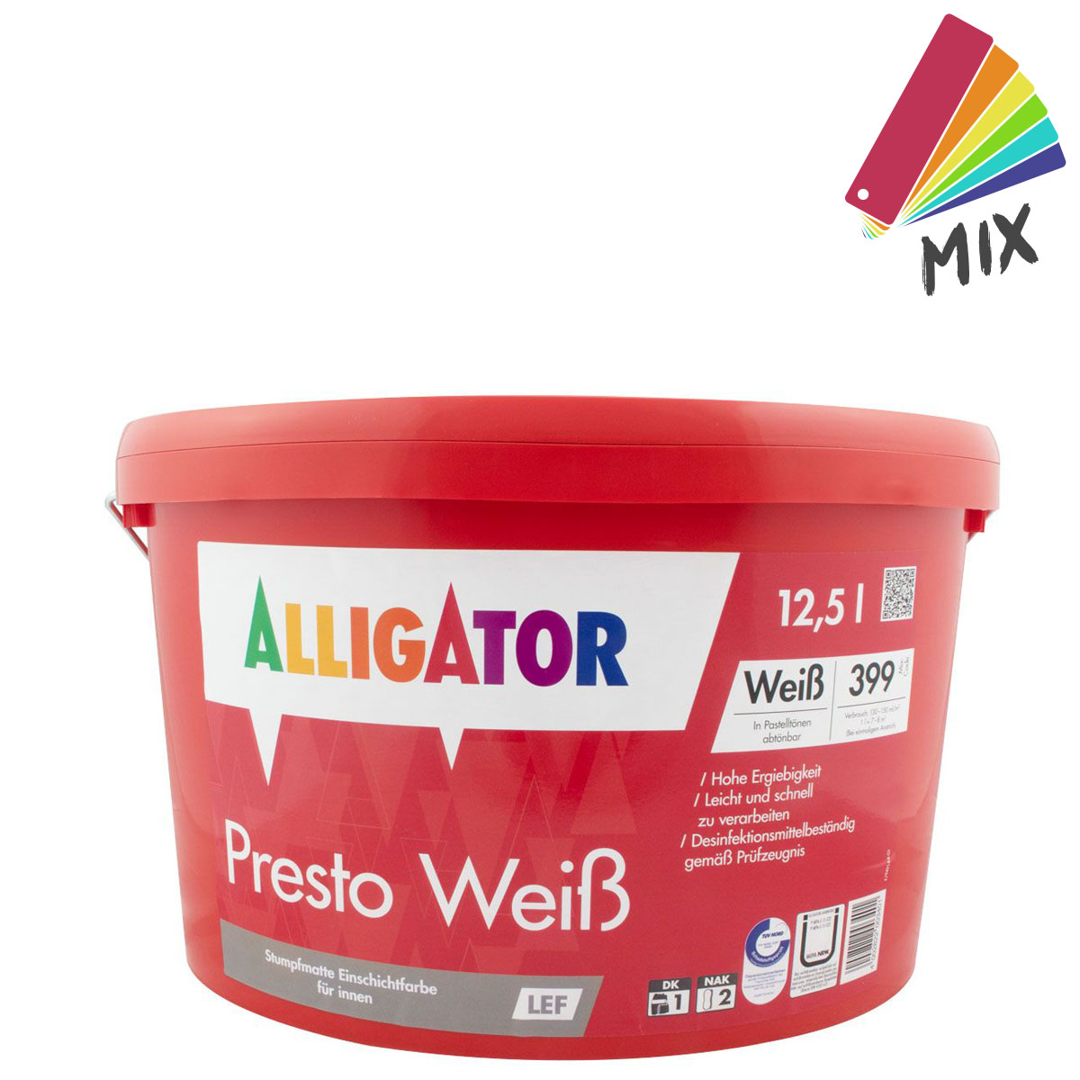 Alligator Presto Weiß LEF 12,5L MIX PG S ,Dispersions-Innenfarbe