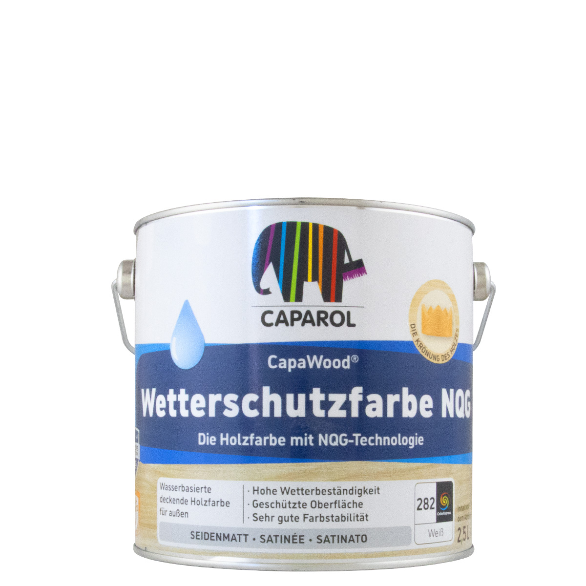 Caparol CapaWood Wetterschutzfarbe NQG 2,5L weiß, Holzfarbe, wasserdampfdurchlässig