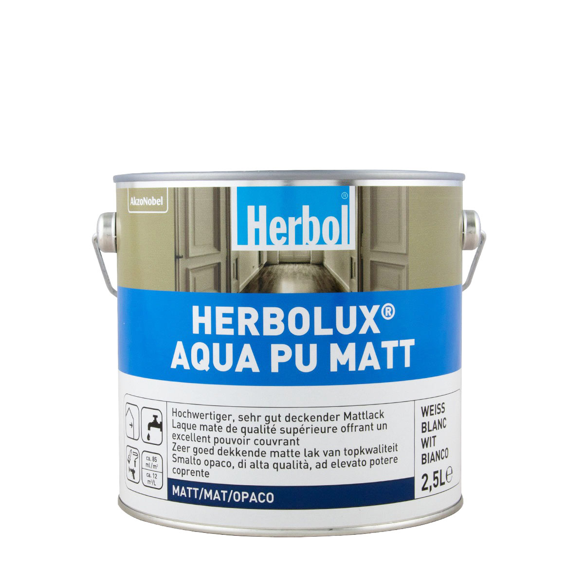 Herbol Herbolux Aqua Pu Matt 2,5L weiss, Mattlack