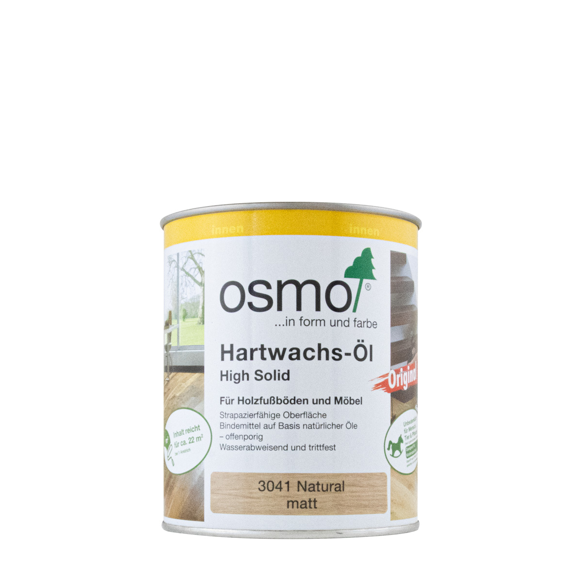 Osmo Hartwachs-Öl Original (Effekt) 3041 Natural matt 750ml, High Solid Holzöl, Holzpflegeöl, Holzwachs