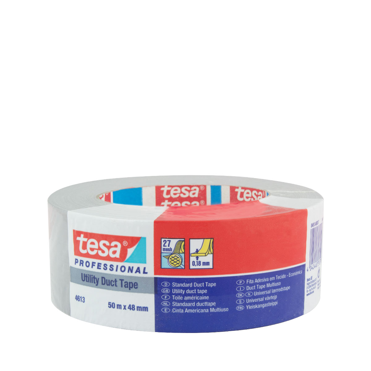 Tesa 74613 Gewebeband Duct Tape 50m x 48mm ,Panzertape silber/matt