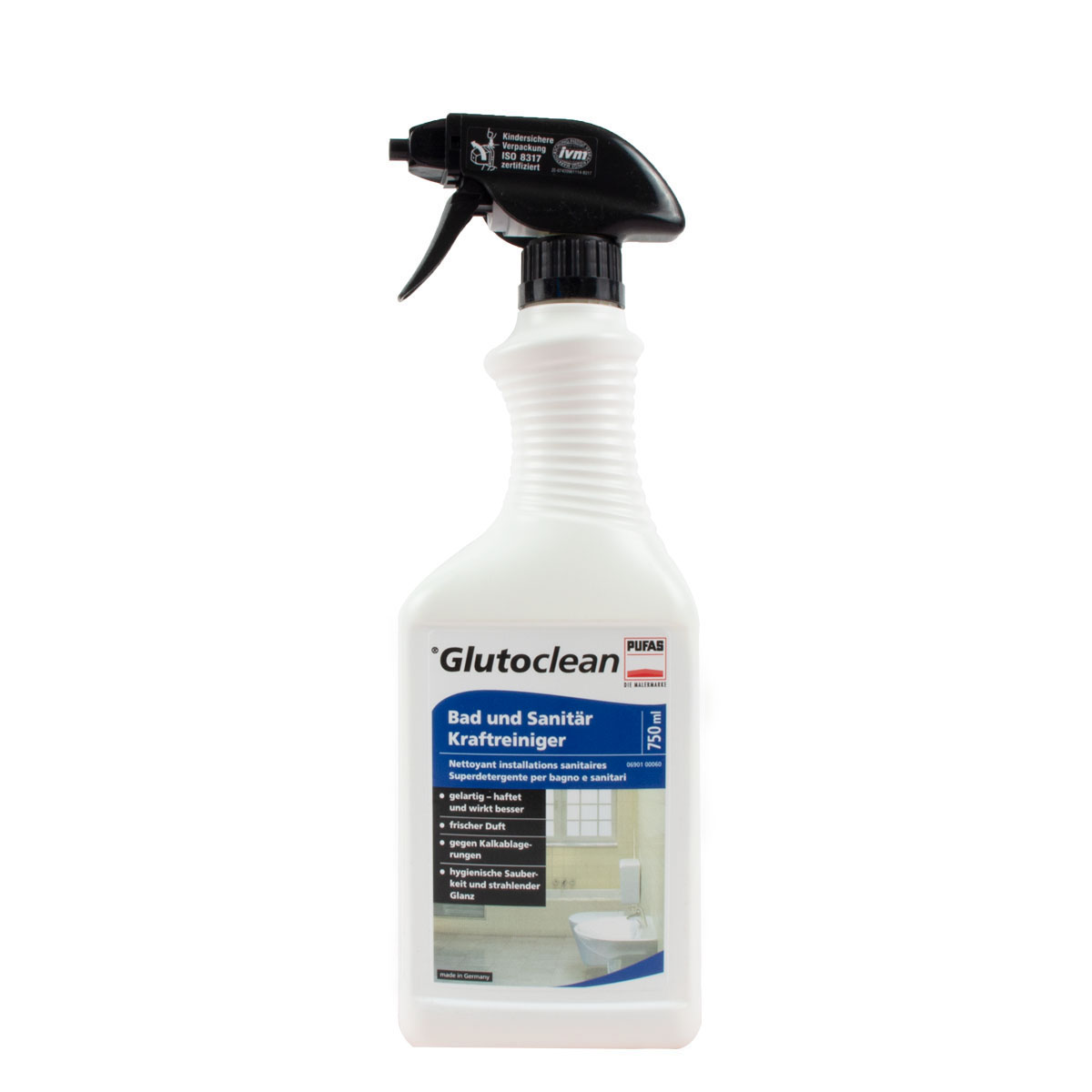 Glutoclean Bad und Sanitär Kraftreiniger 750ml, Reinigungsmittel, Badreiniger