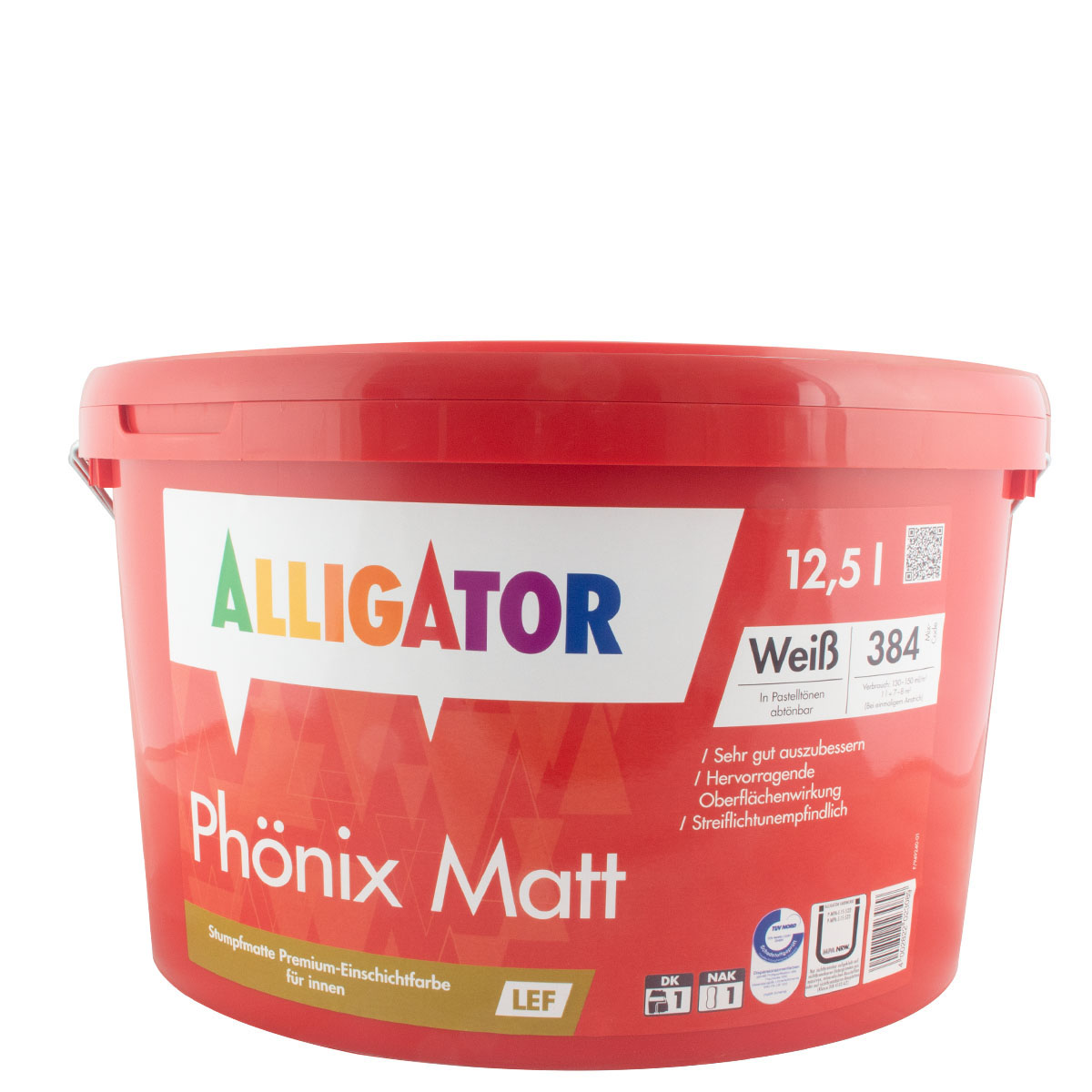 Alligator Phönix Matt LEF 12,5L weiß, hochdeckende Wandfarbe, Dispersionsfarbe