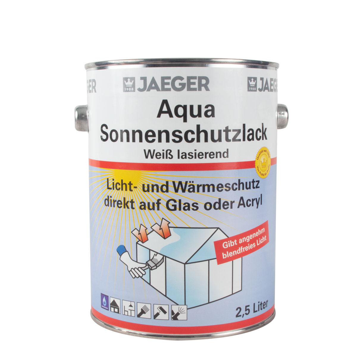 Jaeger Aqua Sonnenschutzlack 305 weiß lasierend 2,5L, flüssige Sonnenschutzfolie