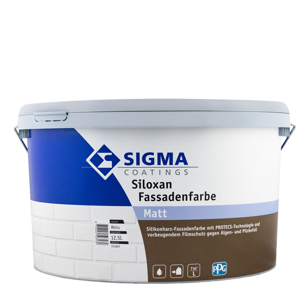Sigma Siloxan Fassadenfarbe A+F 12,5L weiss, Silikonharz