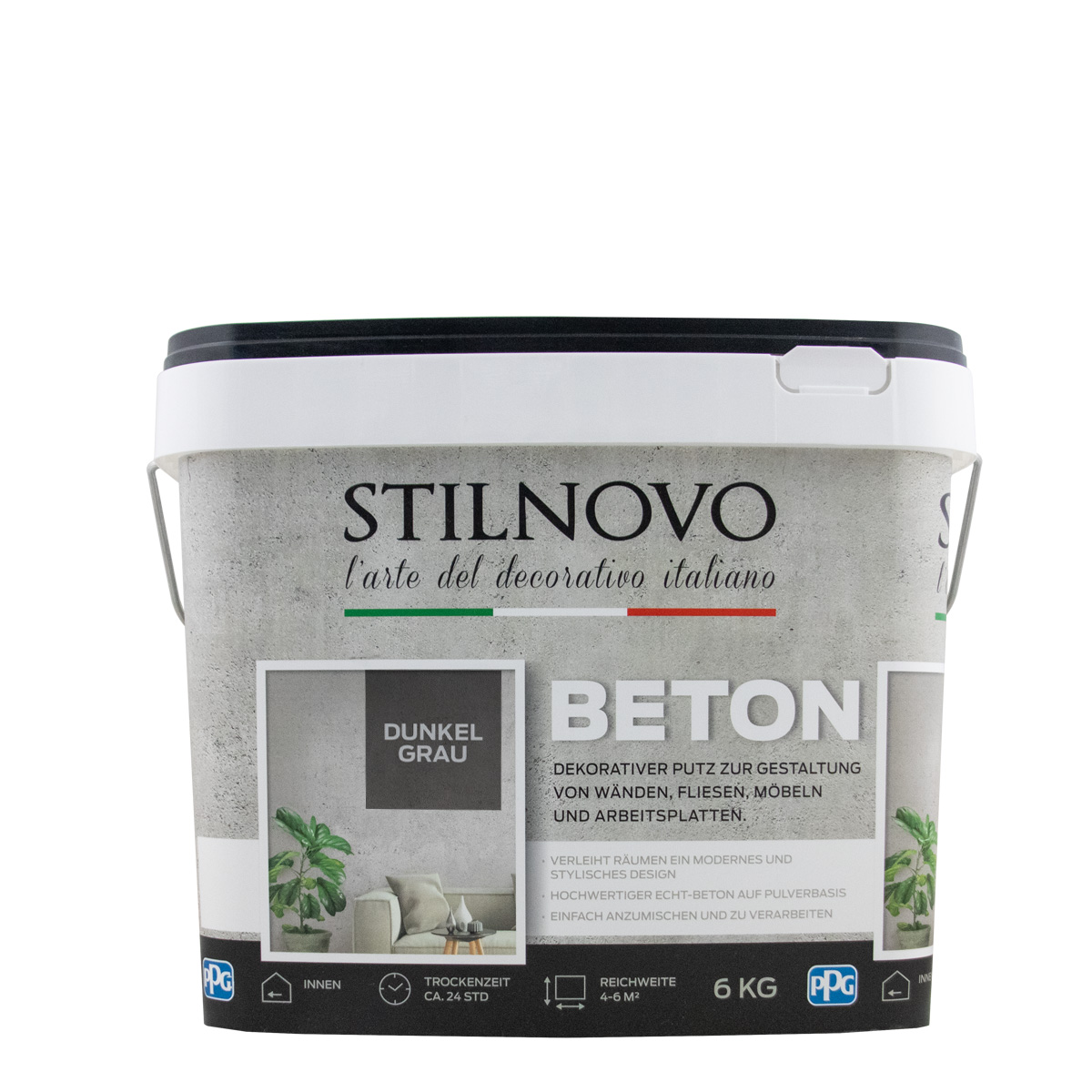 Stilnovo Beton 6kg Dunkelgrau, Dekorative Spachtelmasse, Betonoptik
