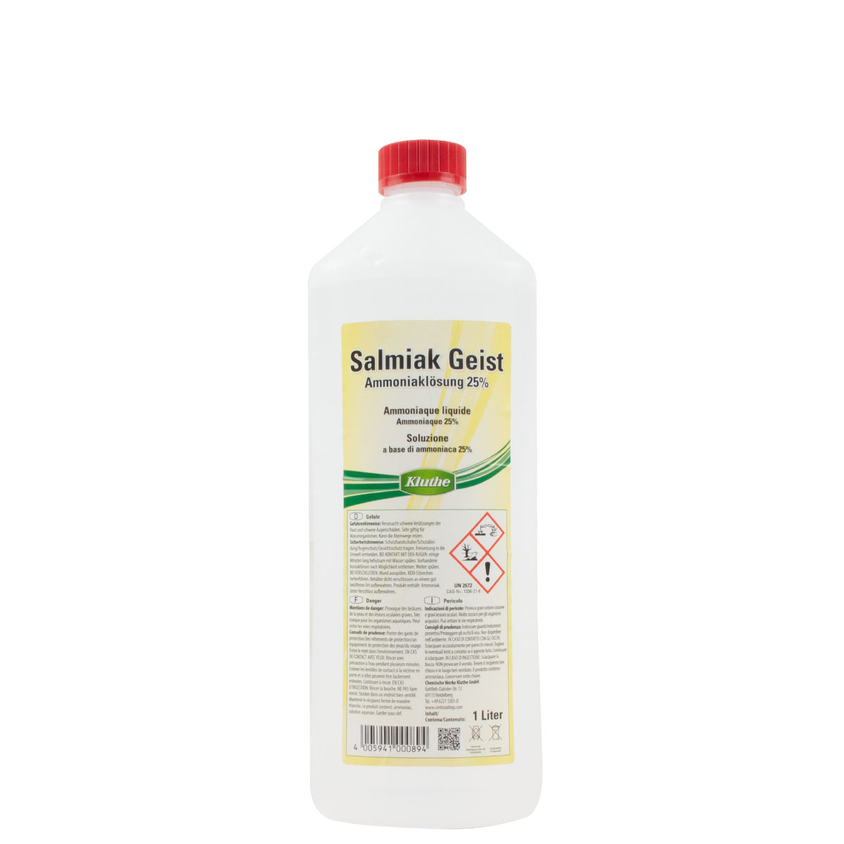 Kluthe Salmiak Geist 1L, 25% Ammoniaklösung, Reinigungsmittel, Zinkreiniger
