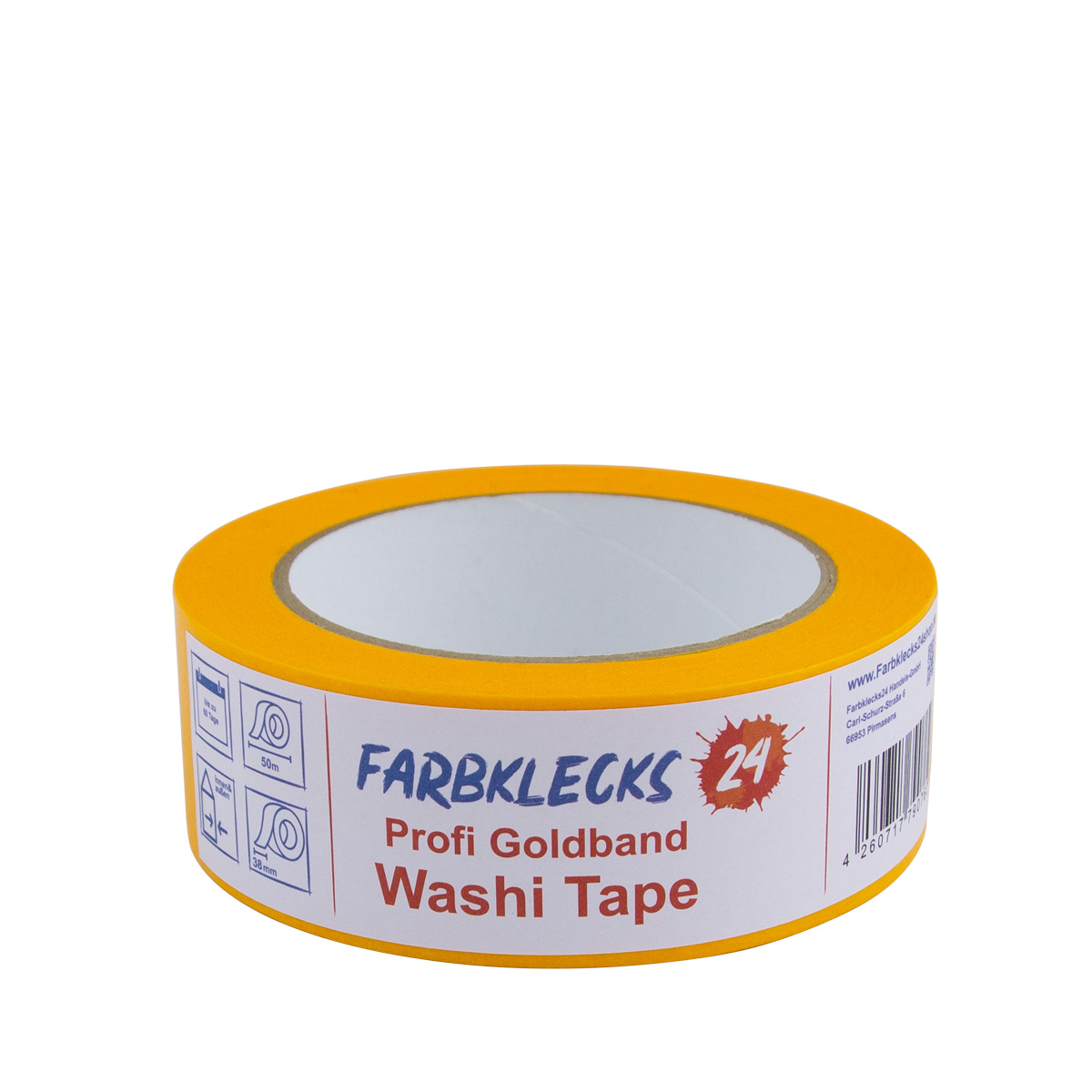 Farbklecks24 Profi Goldband Washi Tape 50m UV60 38mm