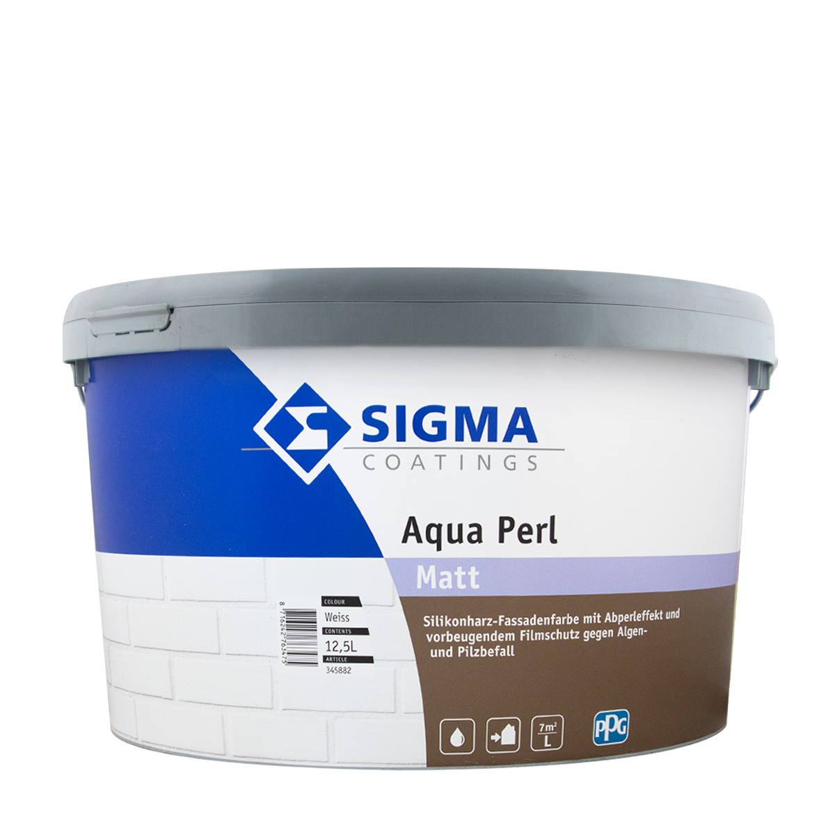 Sigma Aqua Perl Fassadenfarbe 12,5L weiss, Silikonharz-Fassadenfarbe