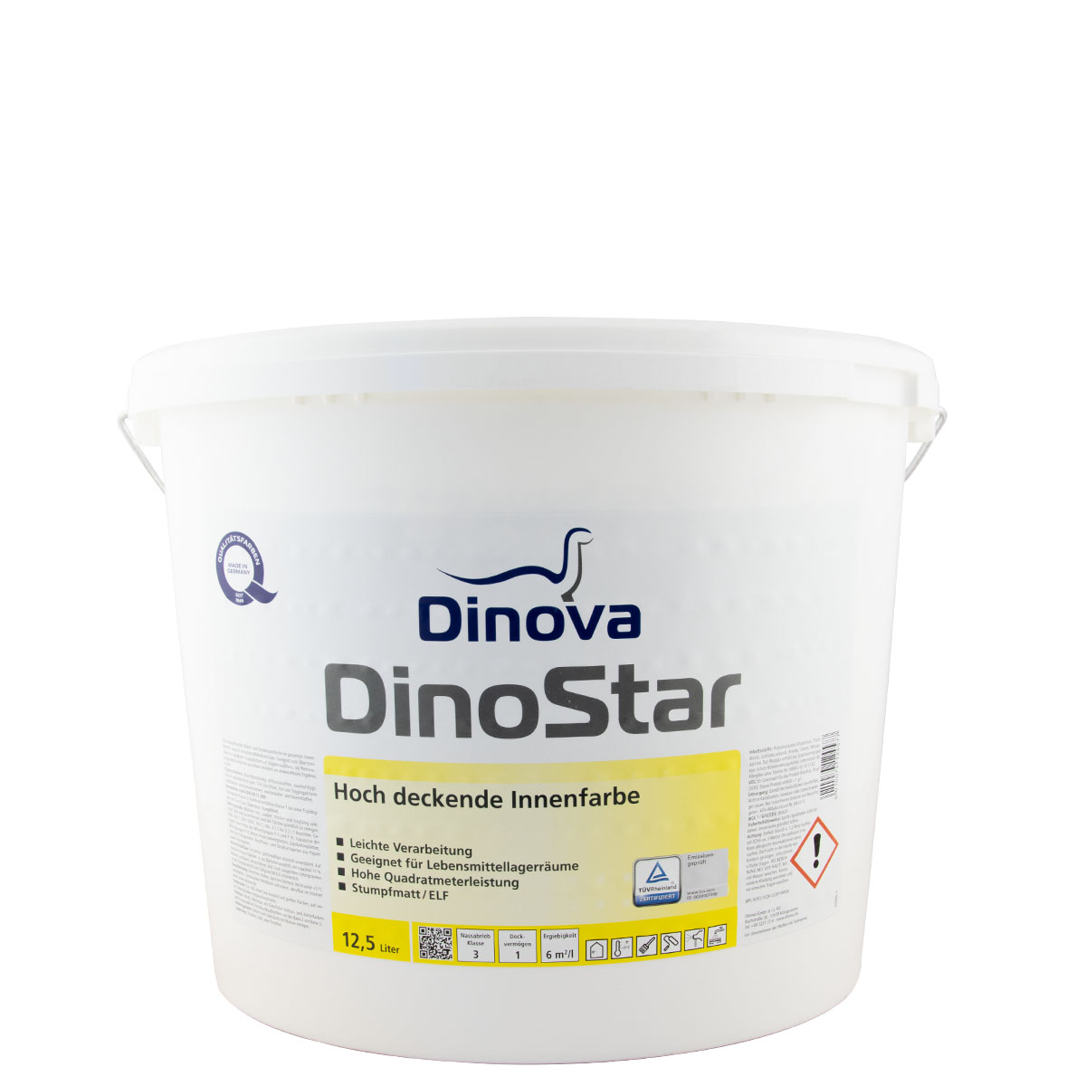 Dinova Dinostar 12,5L weiss, hochdeckende Wandfarbe, Dispersionsfarbe