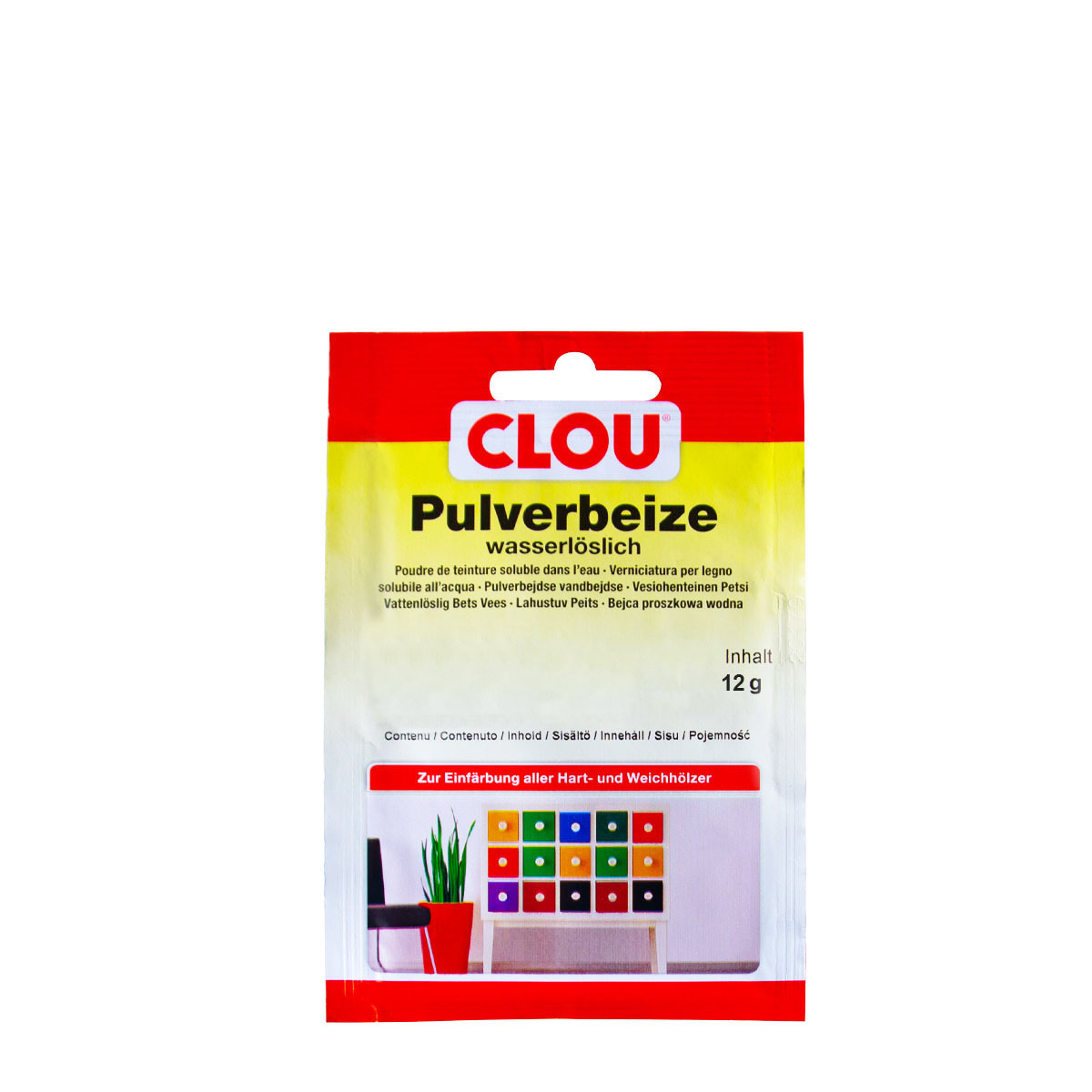 Clou Pulverbeize 12g 154 Hellrot, Holzbeize wasserlöslich