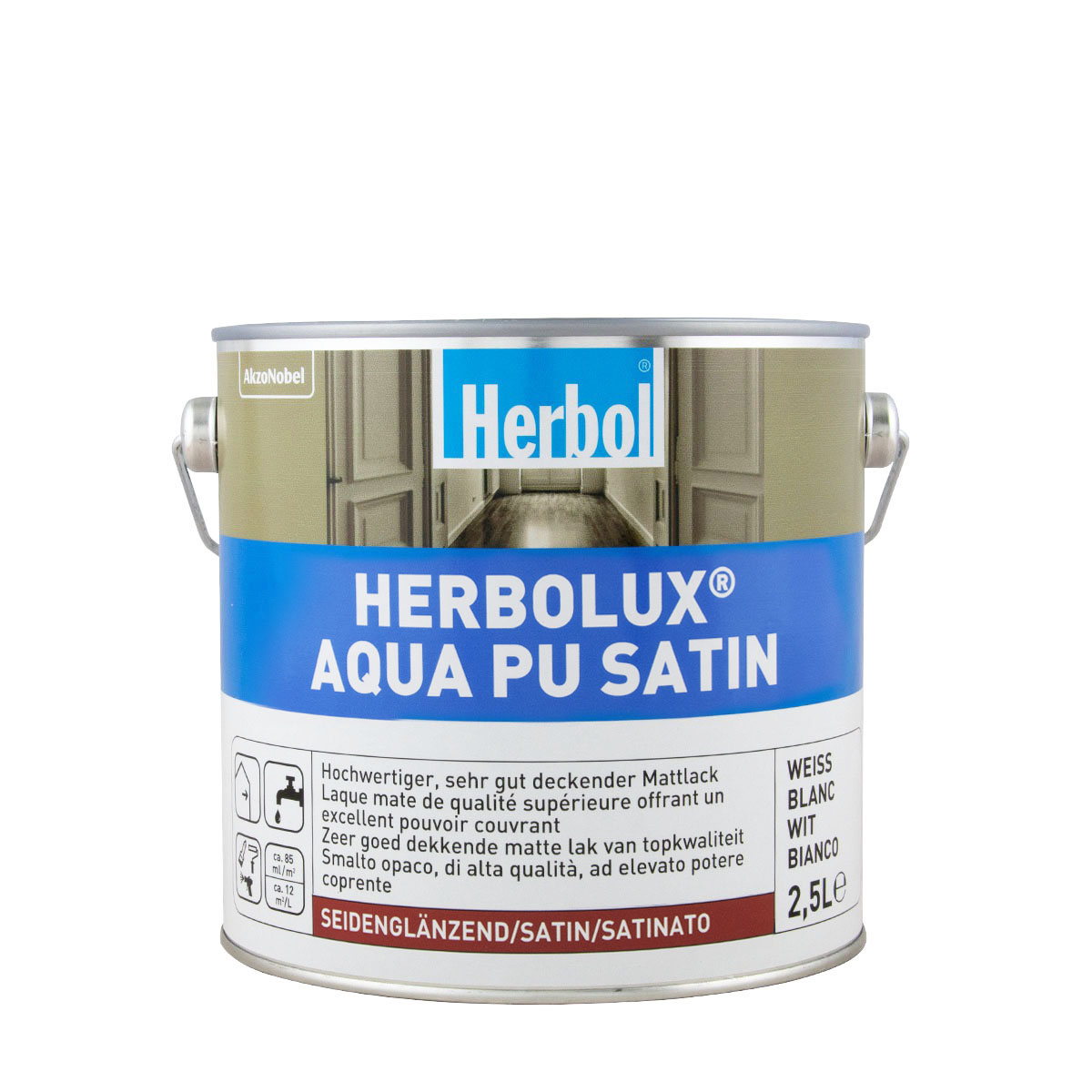 Herbol Herbolux Aqua PU Satin 2,5L weiss seidenglänzend