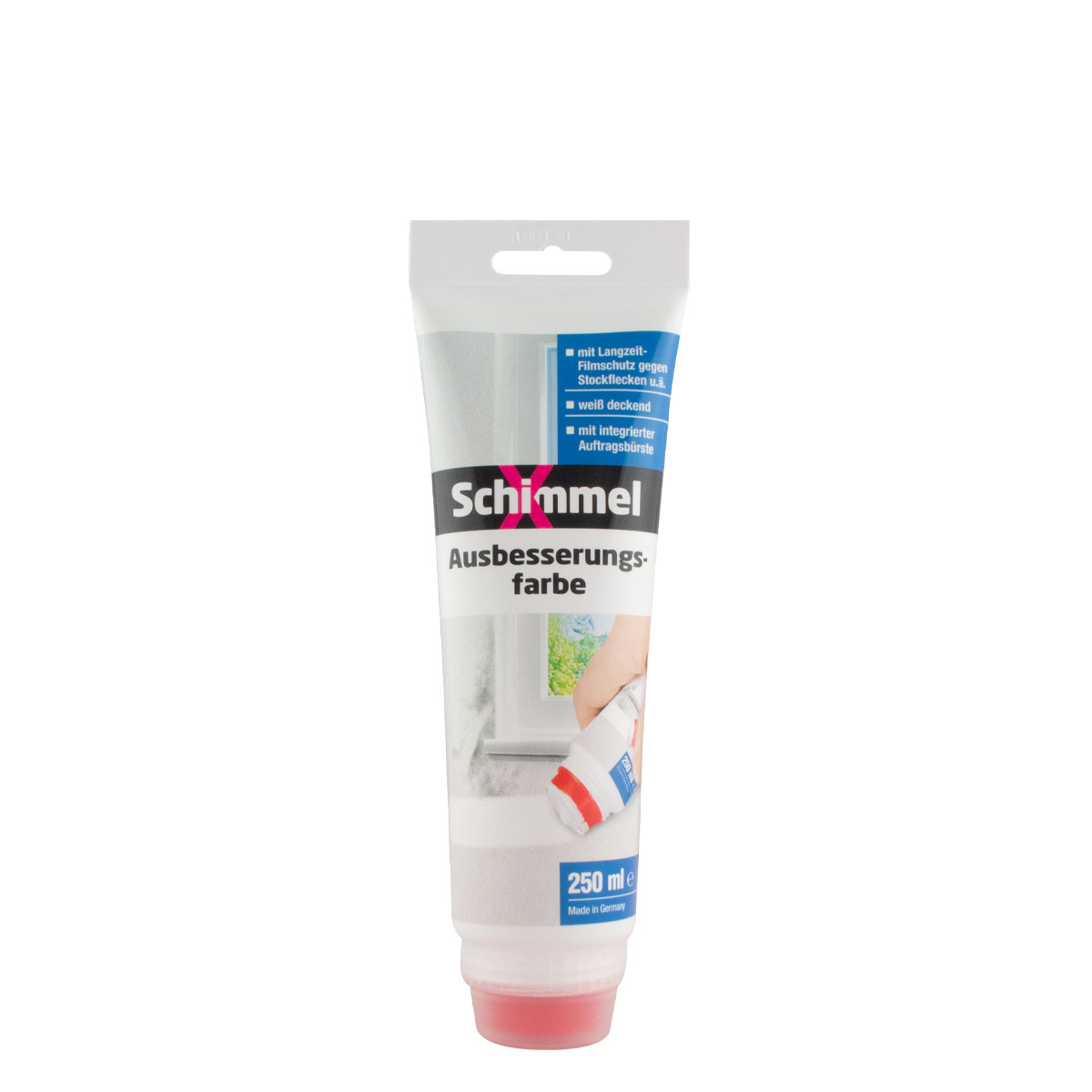 SchimmelX Ausbesserungsfarbe 250ml weiß, Wandfarbe, Schimmelschutzfarbe, Feuchtraumfarbe