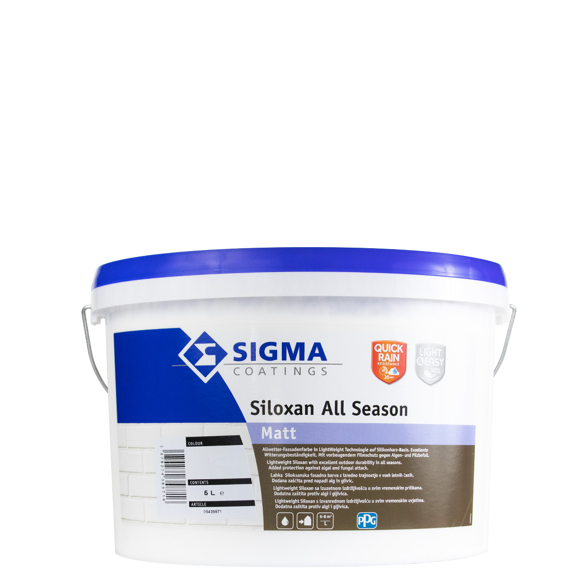 Sigma Siloxan All Season Matt Fassadenfarbe 5L weiss Silikonharzfassadenfarbe